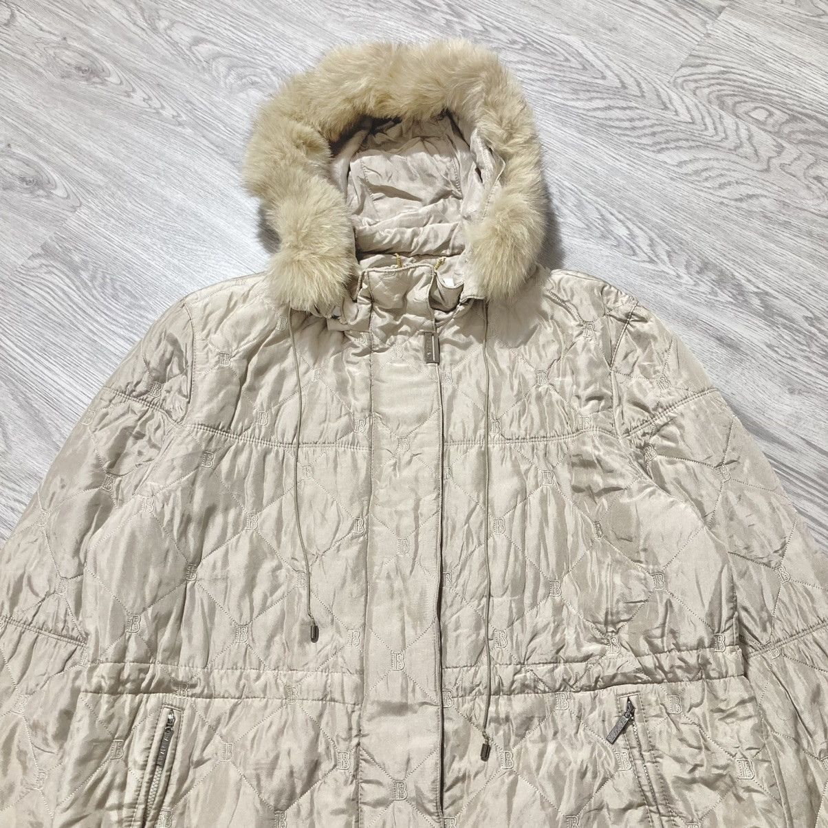 Balmain Balmain Paris Monogram Quilted Fur Long Jacket Beige Luxury Size US XL / EU 56 / 4 - 2 Thumbnail