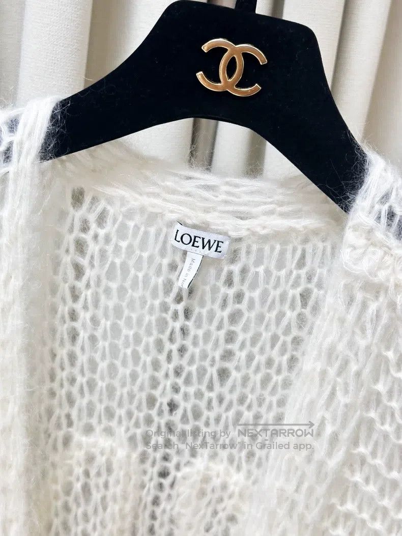 Loewe Loewe Beige lace-up logo pattern long sleeve cardigan Size XS / US 0-2 / IT 36-38 - 2 Thumbnail