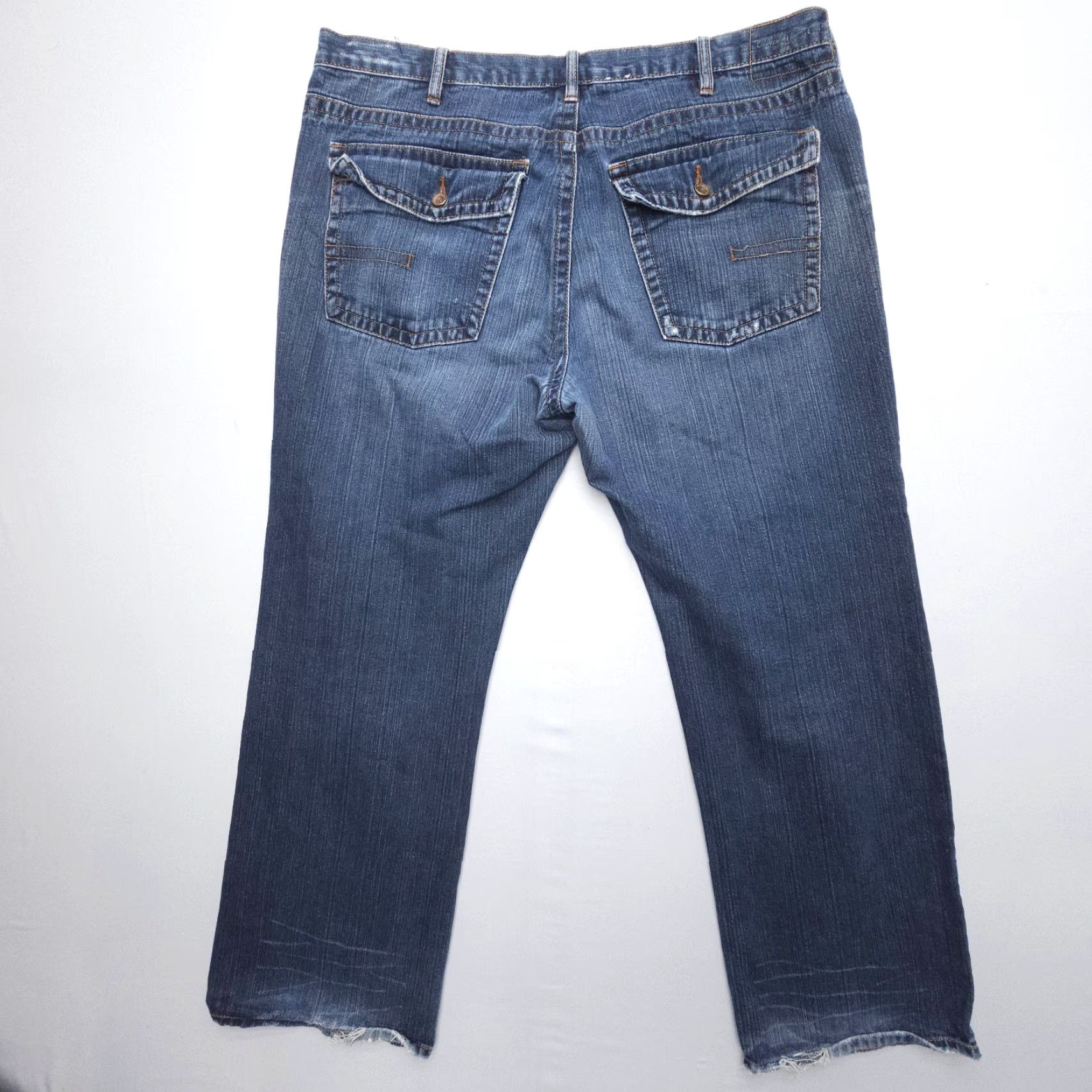Calvin Klein VINTAGE Calvin Klein Slouchy Jeans Mens 40 x 31" Dark Distressed Worn-in Baggy Denim Jeans 90s American Size US 40 / EU 56 - 2 Thumbnail