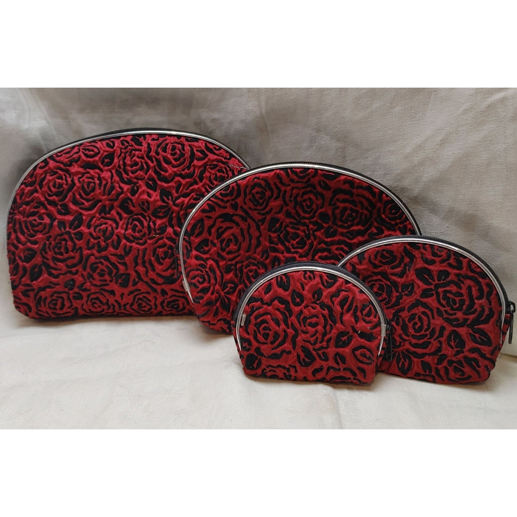 Other Set of Four Red Black Floral Makeup Cosmetic Nesting Bags Size ONE SIZE - 1 Thumbnail