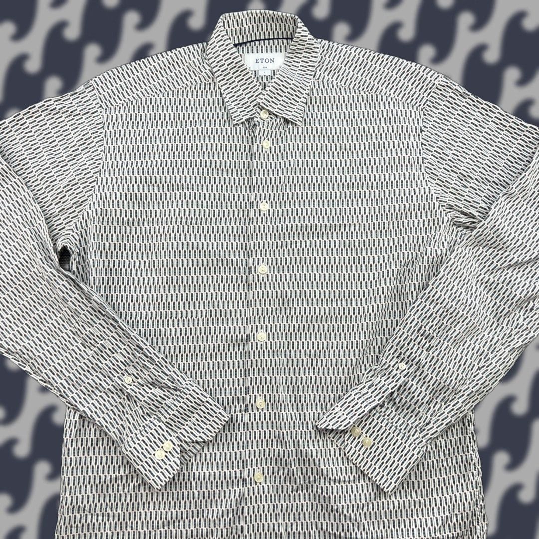 Eton ETON Mens Button Up Shirt Size 41 Large 16 Geometric Long Sleeve Slim Fit Button-Up Casual Mens Shirt Size US L / EU 52-54 / 3 - 1 Thumbnail