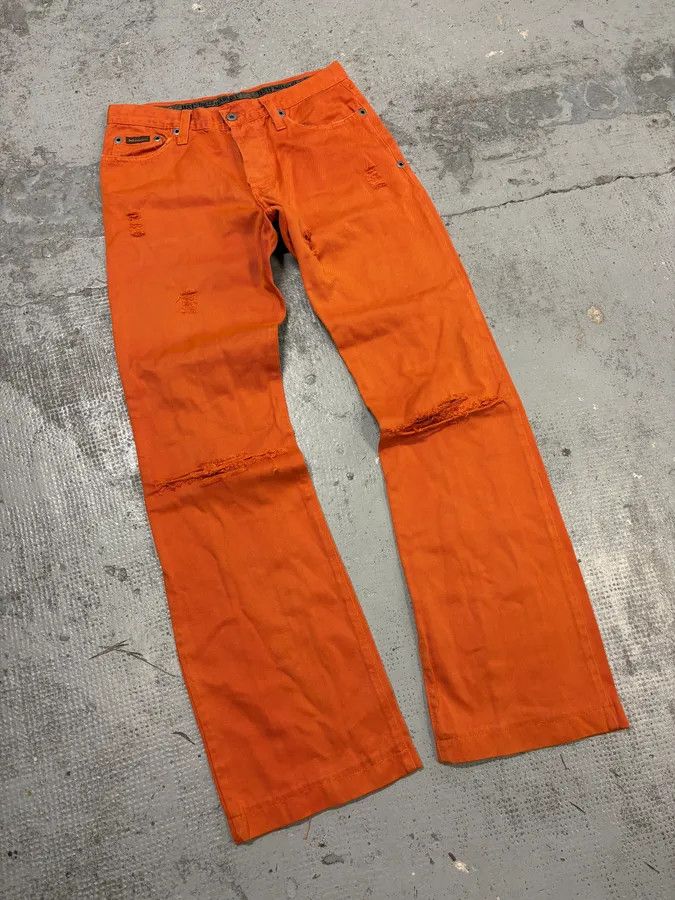 Dolce & Gabbana AW2003 Dolce & Gabbana Orange Distressed Denim Jeans Size US 31 - 5 Thumbnail