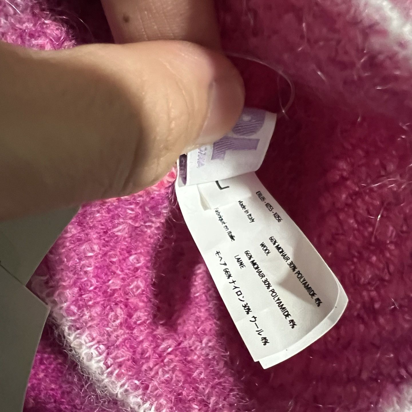 ERL ERL Mohair Knit Blended Gloves Pink (L) Size ONE SIZE - 3 Thumbnail