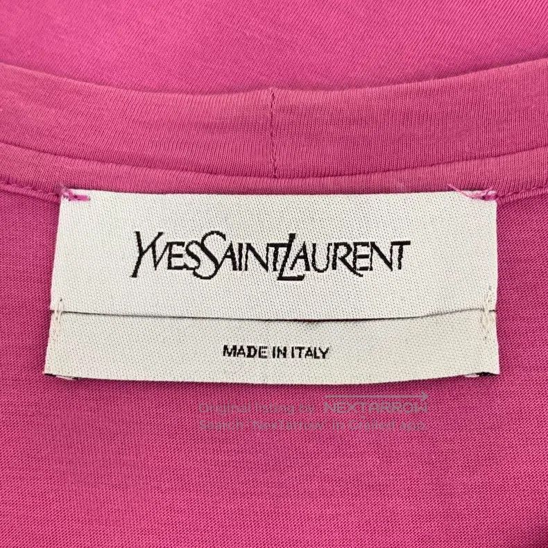 Saint Laurent Paris Saint Laurent Paris Pink Logo Printed Cotton Crew Neck Sho Size US XXS / EU 40 - 5 Thumbnail