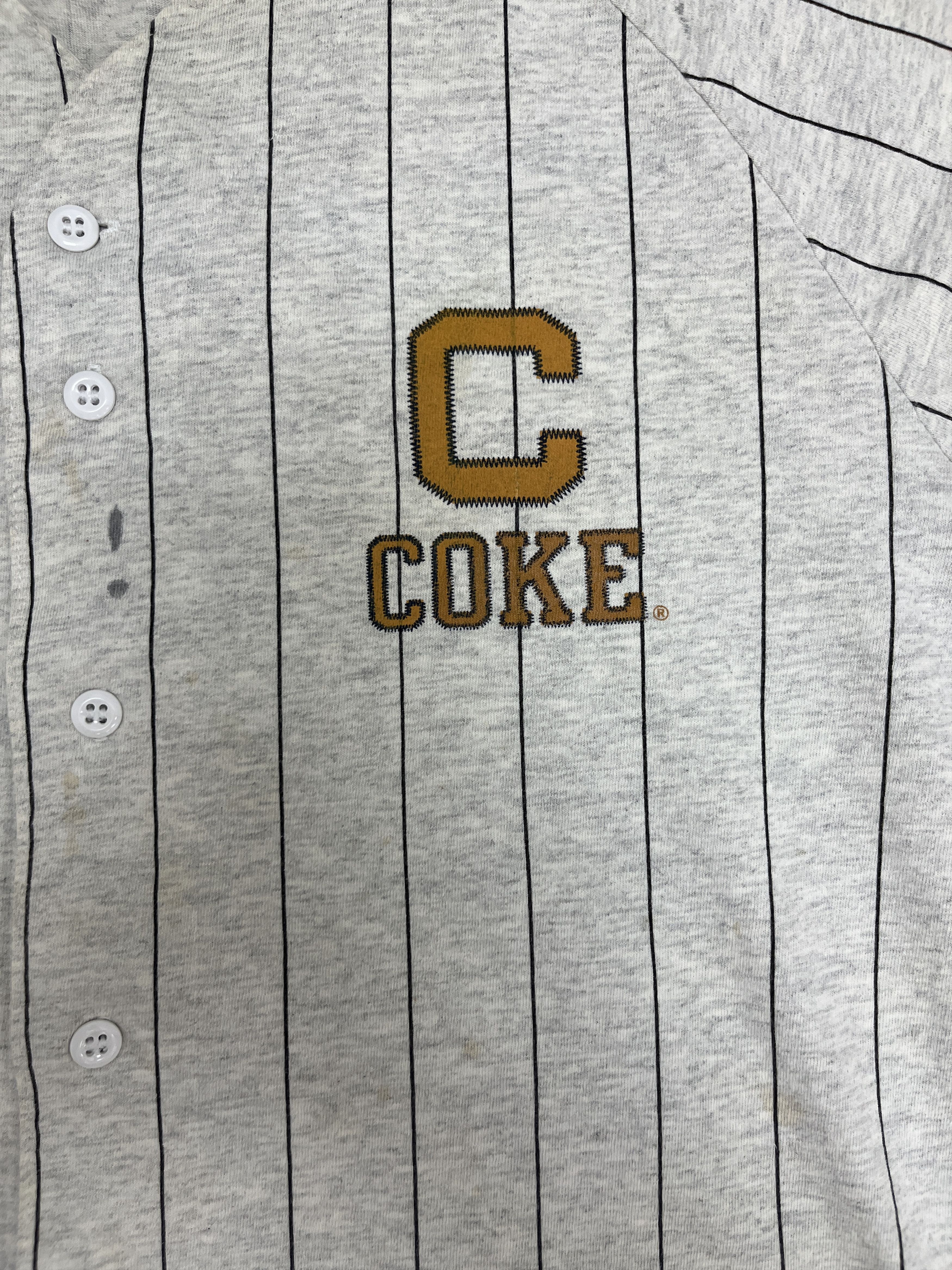 Vintage Coca-Cola Vintage Pinstripe Grey Baseball Jersey Size US M / EU 48-50 / 2 - 2 Thumbnail