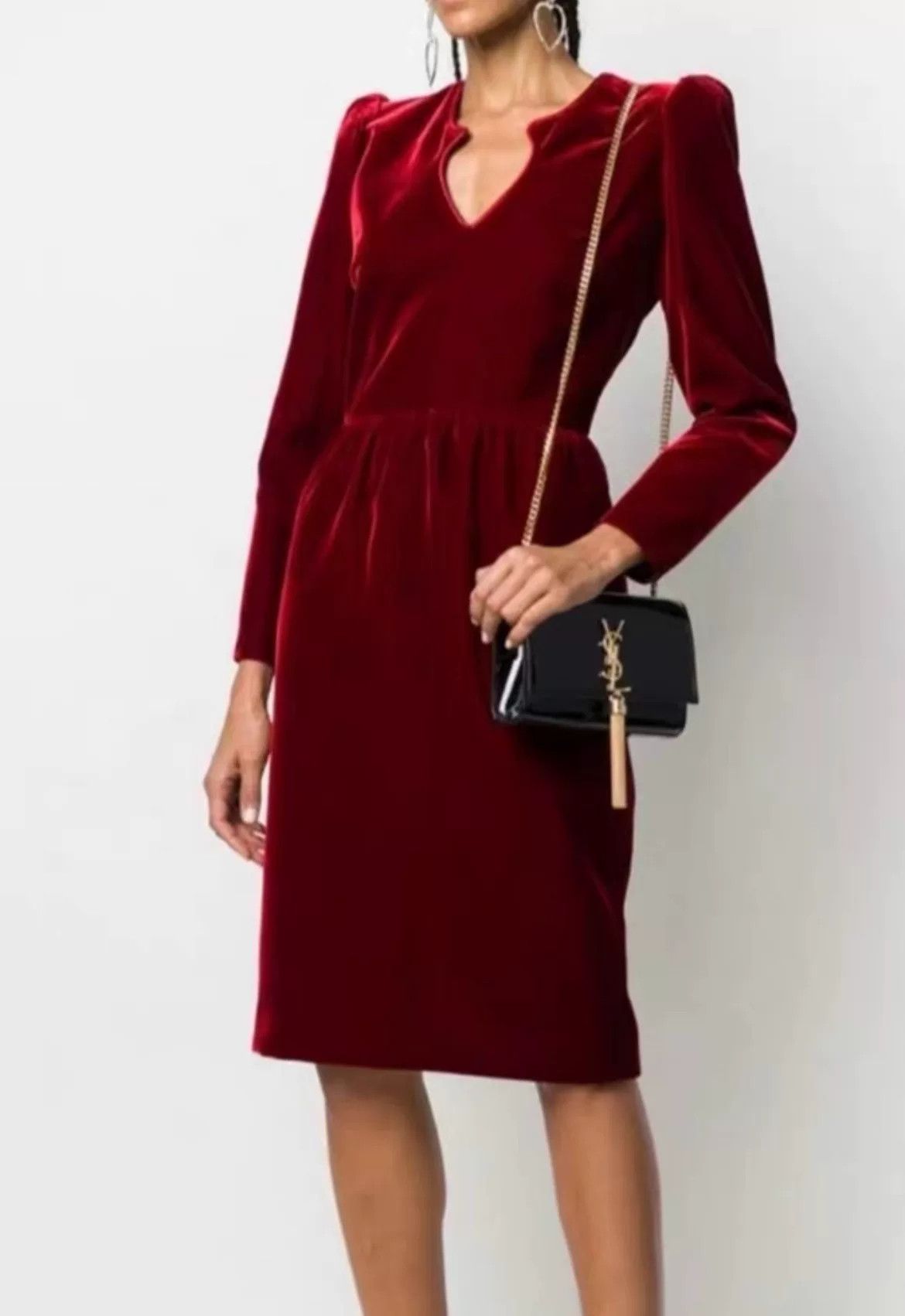 Saint Laurent Paris Saint Laurent Red Velvet Evening Dress Size XS / US 0-2 / IT 36-38 - 1 Thumbnail
