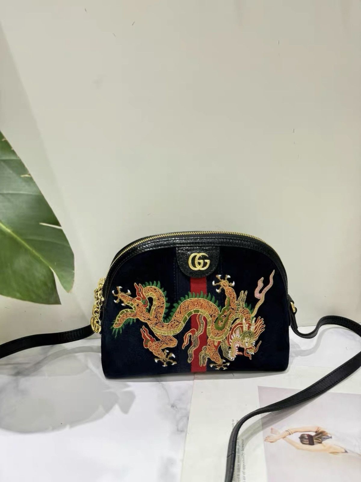 Gucci Gucci Dragon Ophidia Suede Small Crossbody Bag Size ONE SIZE - 1 Thumbnail