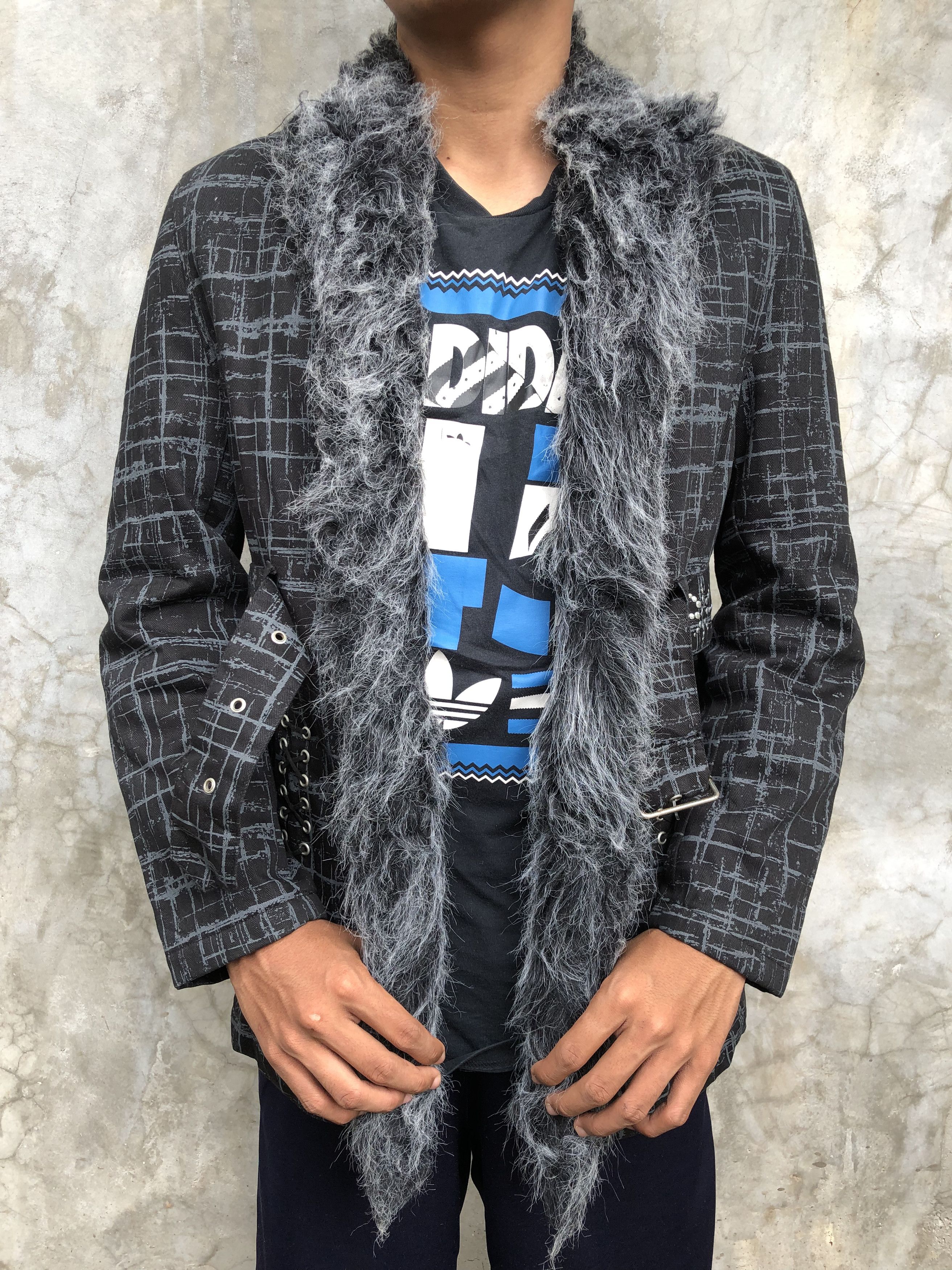 Beauty Beast Euphuistic Punk Fur jacket/Coat With Belt ifsixwasnine lgb s Size US L / EU 52-54 / 3 - 7 Thumbnail