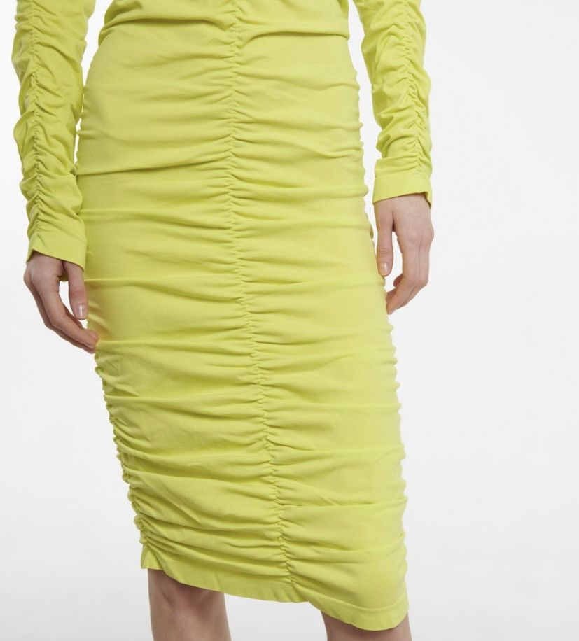 Helmut Lang Helmut Lang Ruched Midi Dress Acid Lime Size S / US 4 / IT 40 - 5 Thumbnail