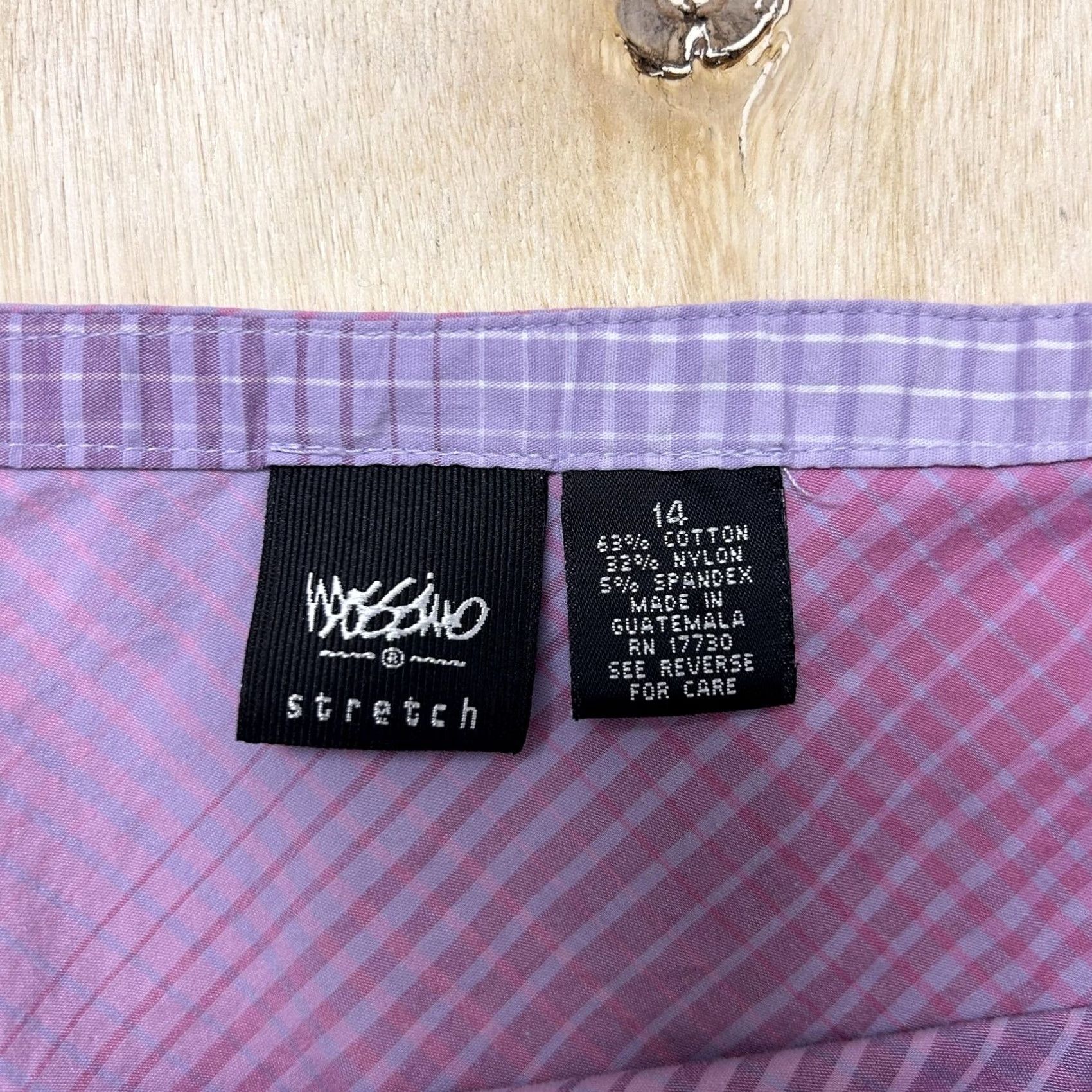 Mossimo Mossimo Skirt Womens 14 Purple Plaid Satin A-Line Knee Length Stretch Casual Size 36" / US 14 / IT 50 - 2 Thumbnail