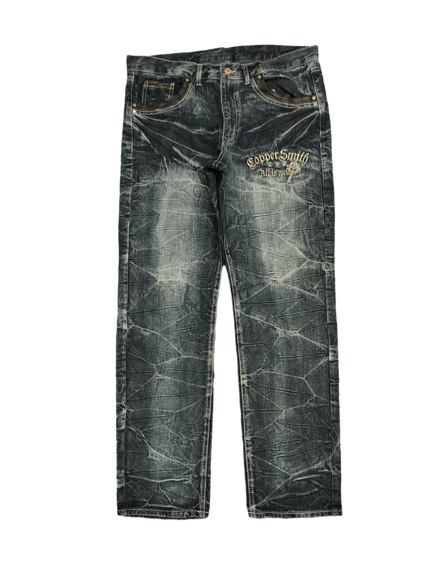 Kapital Copper Smith Embroidered Wings Faded Clawmark Jeans Regular Size US 35 - 9 Thumbnail