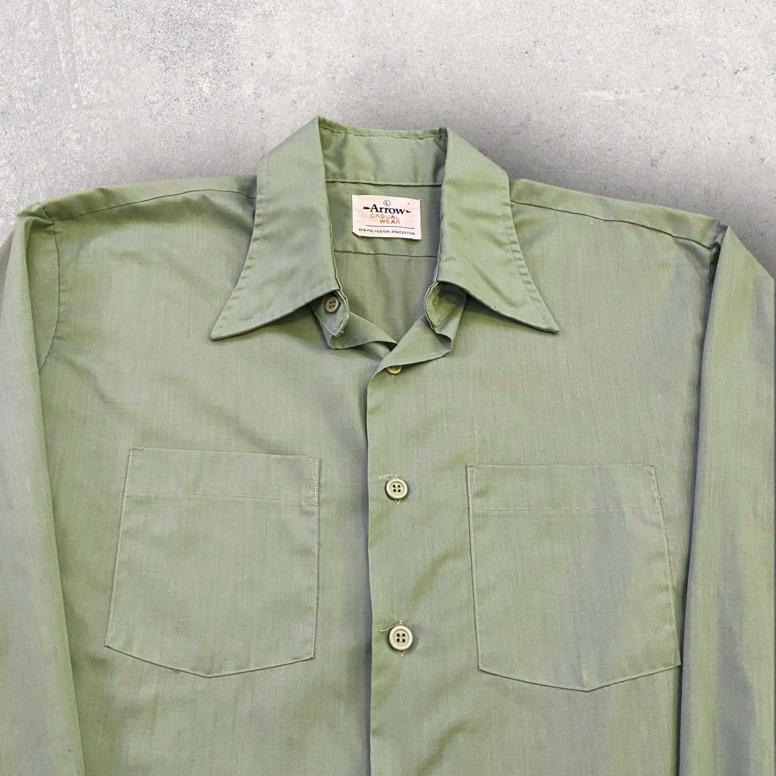 Arrow × Vintage Vintage Arrow Pistachio Green Dagger Collar 70s Button Up Size US L / EU 52-54 / 3 - 3 Thumbnail