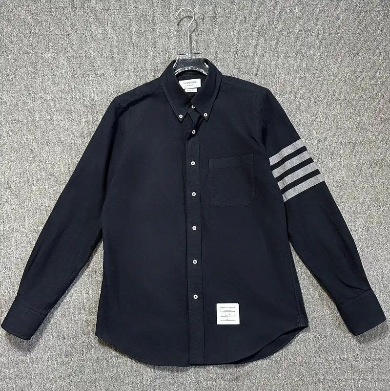 Thom Browne Thom Browne Navy Cotton Long Sleeve Shirt 0089 Size US M / EU 48-50 / 2 - 1 Thumbnail