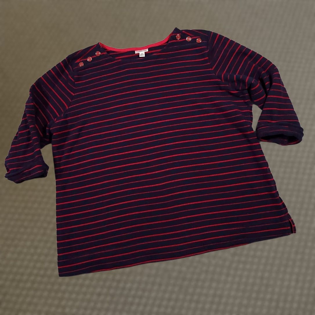 Croft & Barrow VINTAGE Croft & Barrow Sweater Women's 2X Plus Navy Blue Red Striped Heavyweight Casual Size XXL / US 16-18 / IT 52-54 - 1 Thumbnail