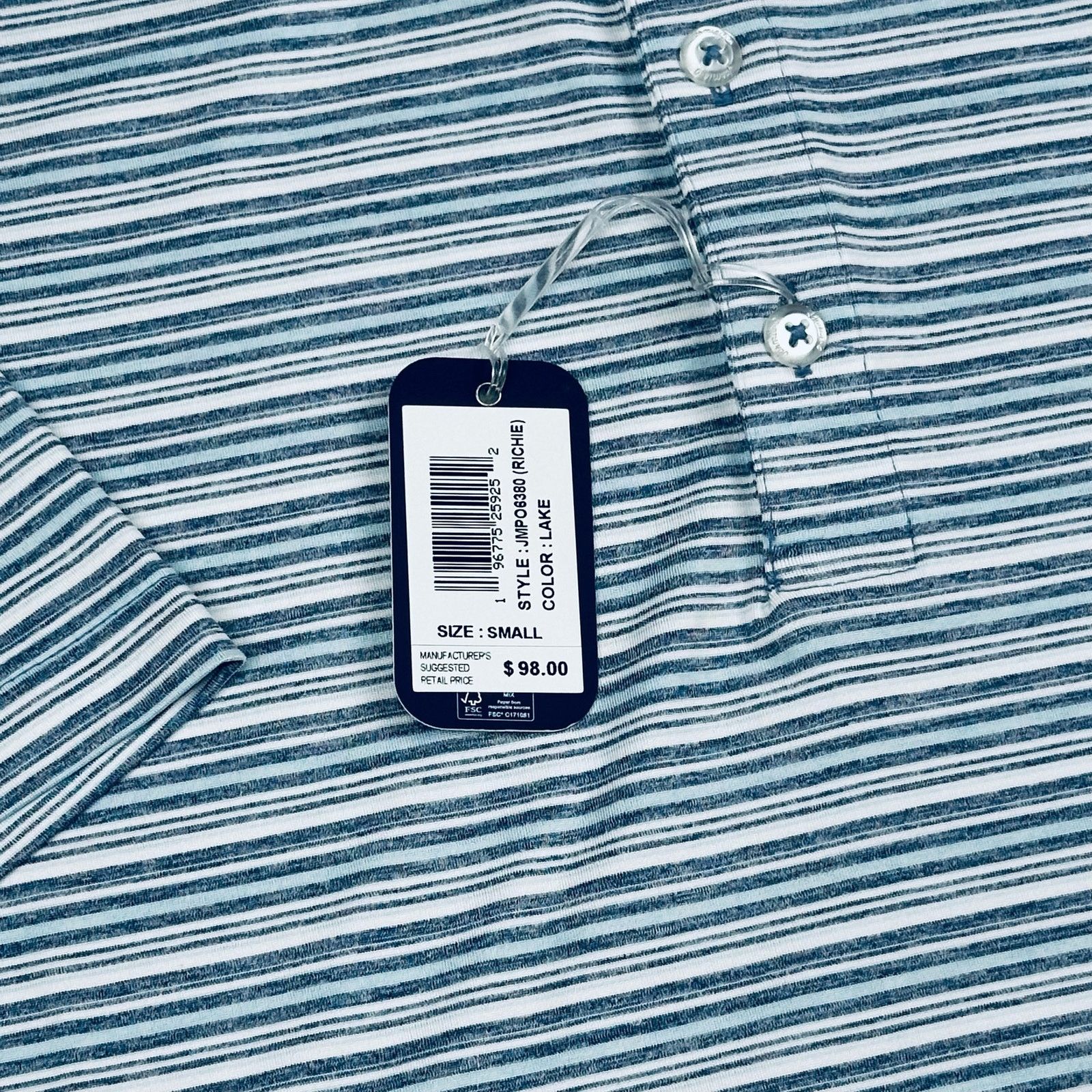 johnnie-O johnnie-O Men’s Small Richie Navy Stripe Golf Polo Shirt Size US S / EU 44-46 / 1 - 8 Thumbnail