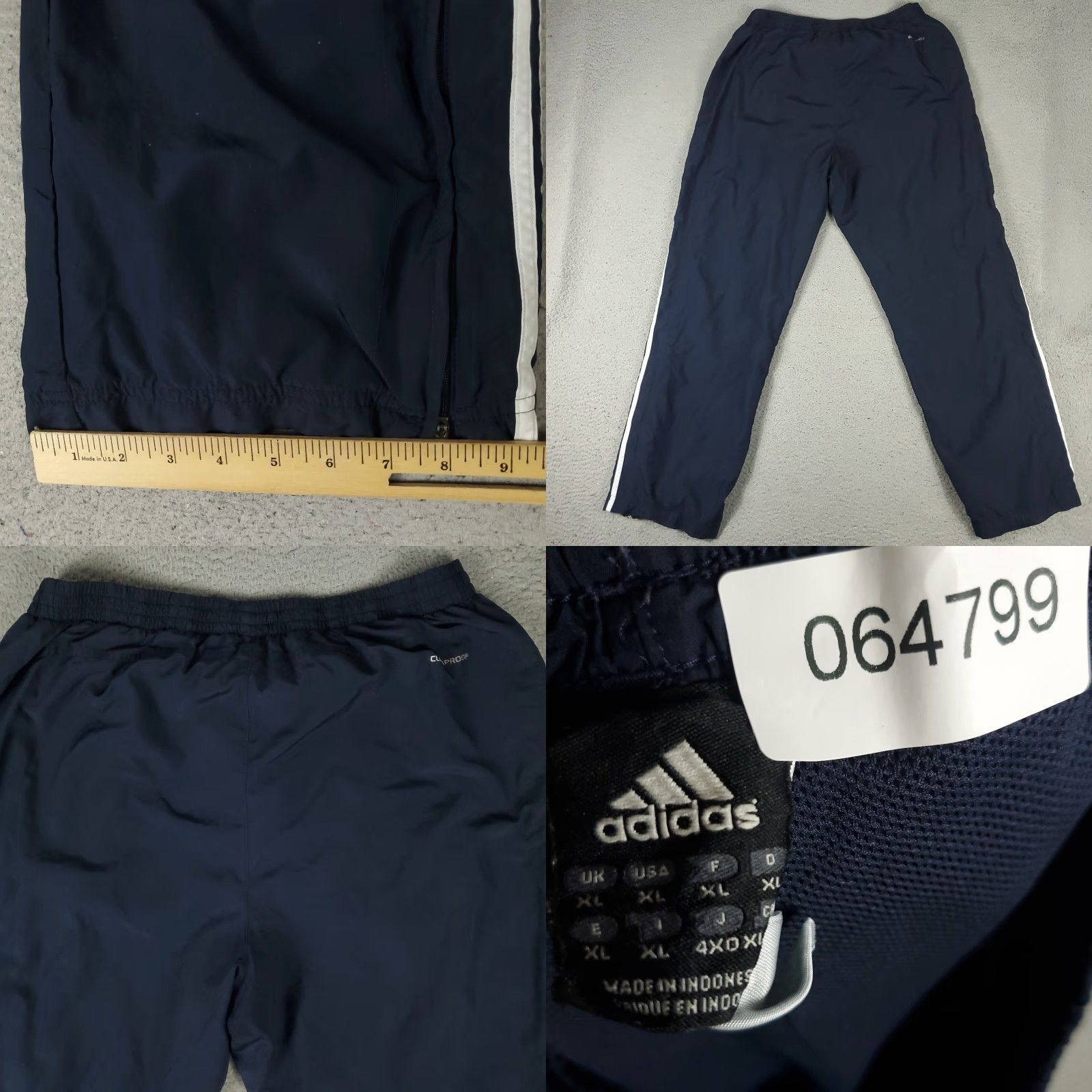 Adidas Adidas Pants Mens XL Navy Blue Ankle Zip Windbreaker Track Joggers - Regular Fit, Pockets, Sportswear, Activewear, Tapered Leg, Blue, XL, Men Size US 36 / EU 52 - 8 Thumbnail