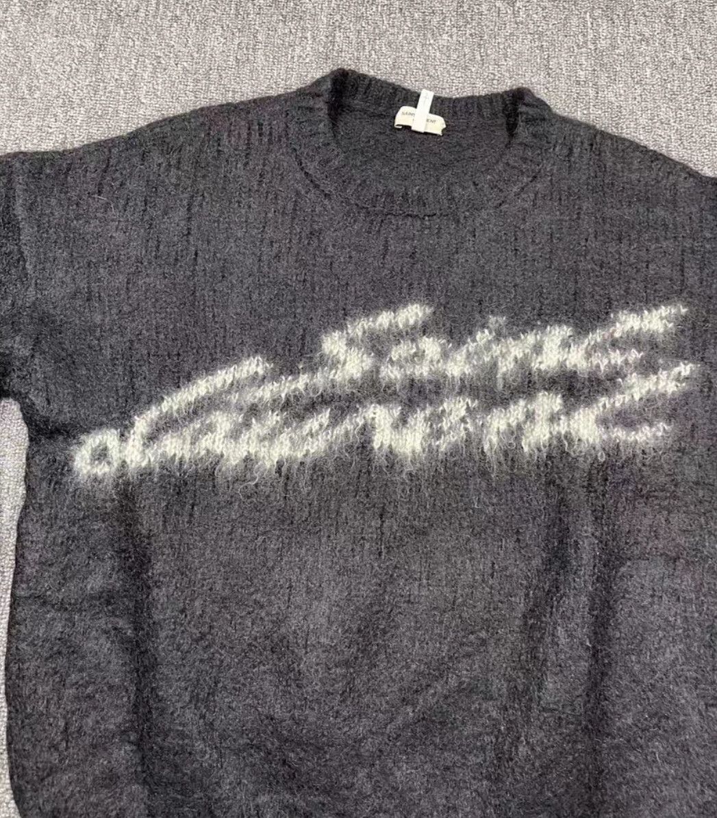 Saint Laurent Paris Saint Laurent Paris Black Logo Embroidered Mohair Wool Cre Size US XL / EU 56 / 4 - 2 Thumbnail