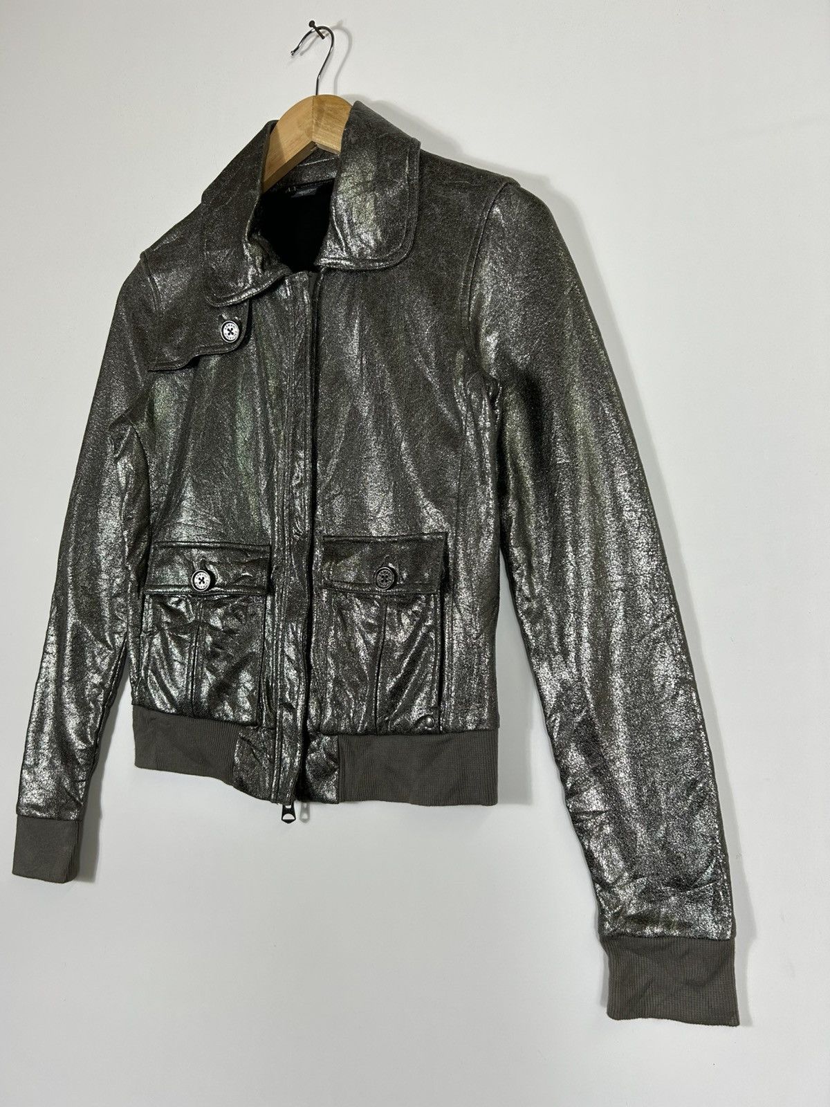 Armani × Armani Exchange 🔥Armani Exchange Shiny Black Zipper Jacket Size S / US 4 / IT 40 - 3 Thumbnail