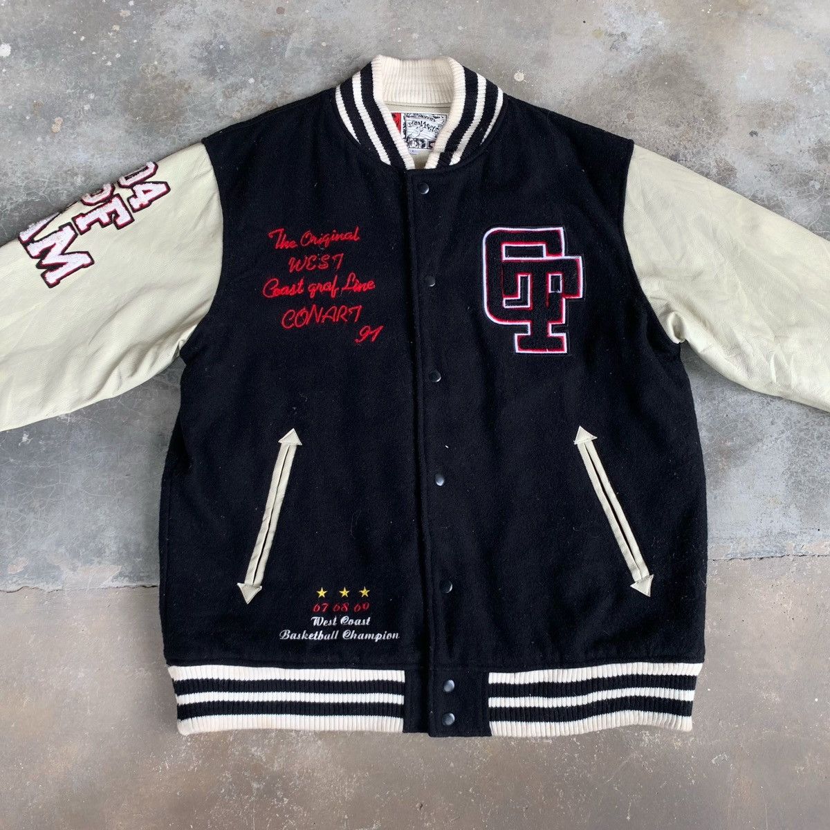 Other Conart 91 University Wool Leather Jacket Embroidered Logo Size US L / EU 52-54 / 3 - 5 Thumbnail
