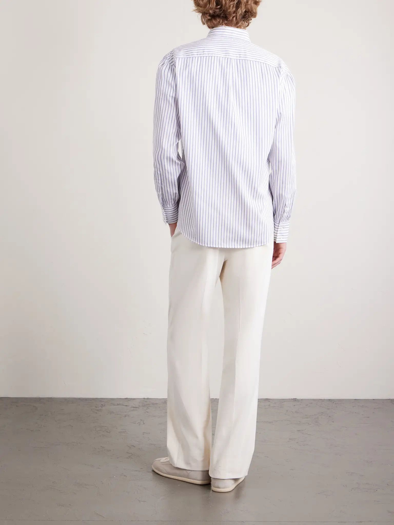 Brunello Cucinelli o1y0526 Striped Shirt in White Size US M / EU 48-50 / 2 - 3 Thumbnail