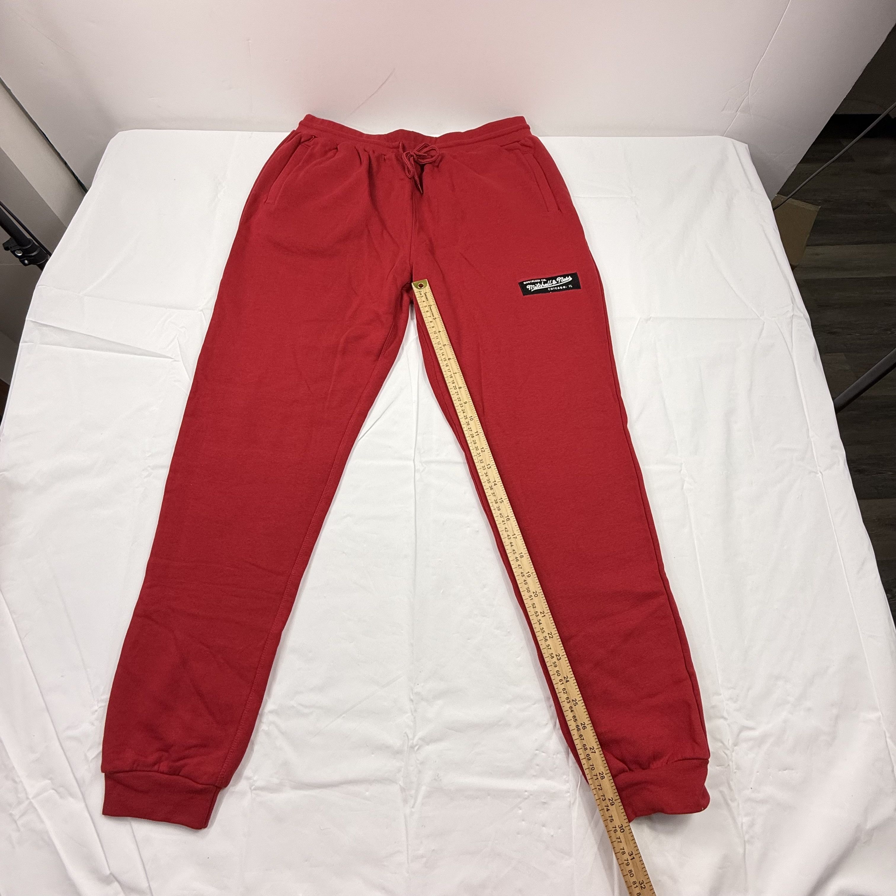 Mitchell & Ness Mitchell & Ness Mens XL Red Fleece Jogger Sweatpants Size US 40 / EU 56 - 2 Thumbnail