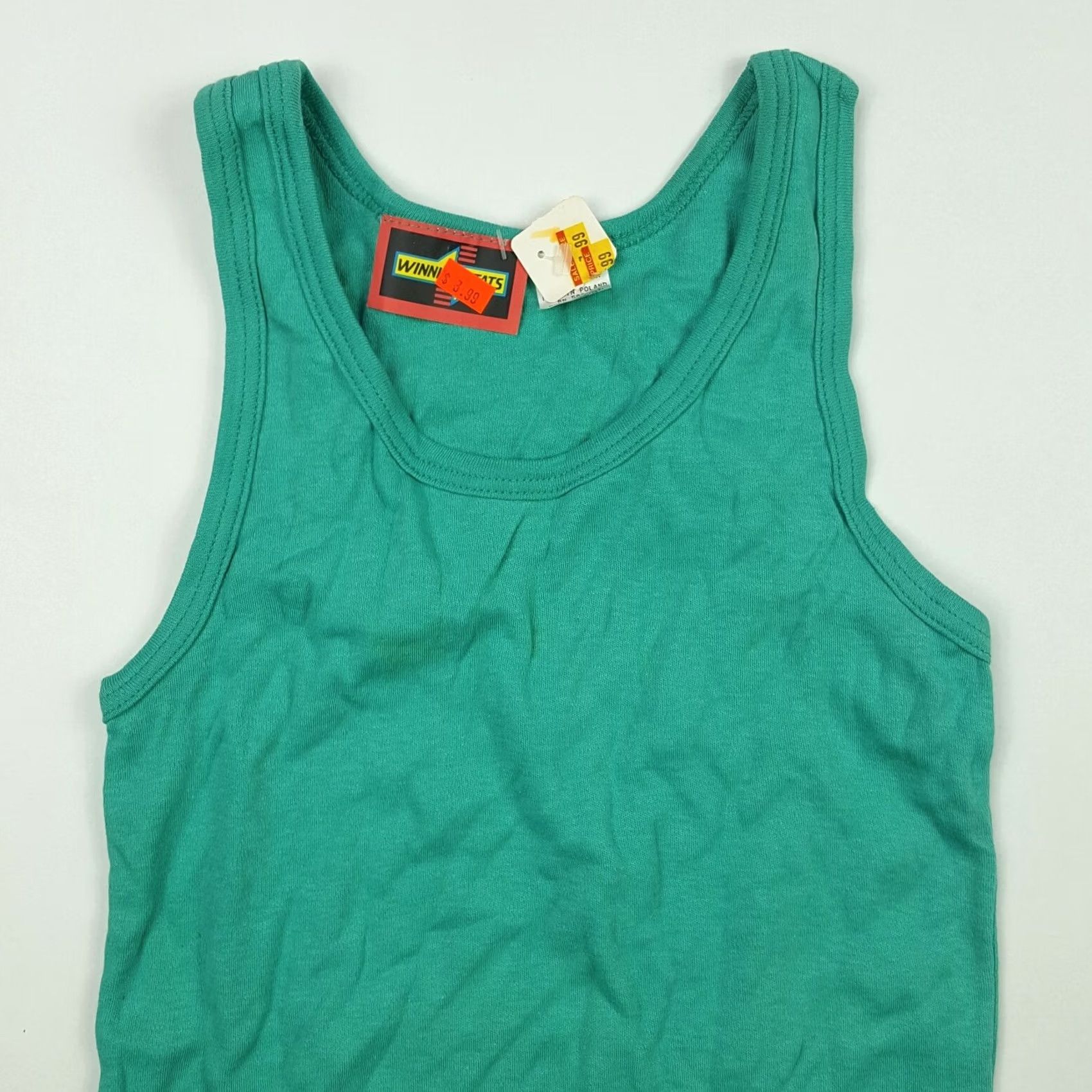 Altea VINTAGE Winning Stats Teal Tank Top Shirt Womens S Athletic Sleeveless 80s 90s Outdoor Sports Tank Top Shirt Size S / US 4 / IT 40 - 2 Thumbnail