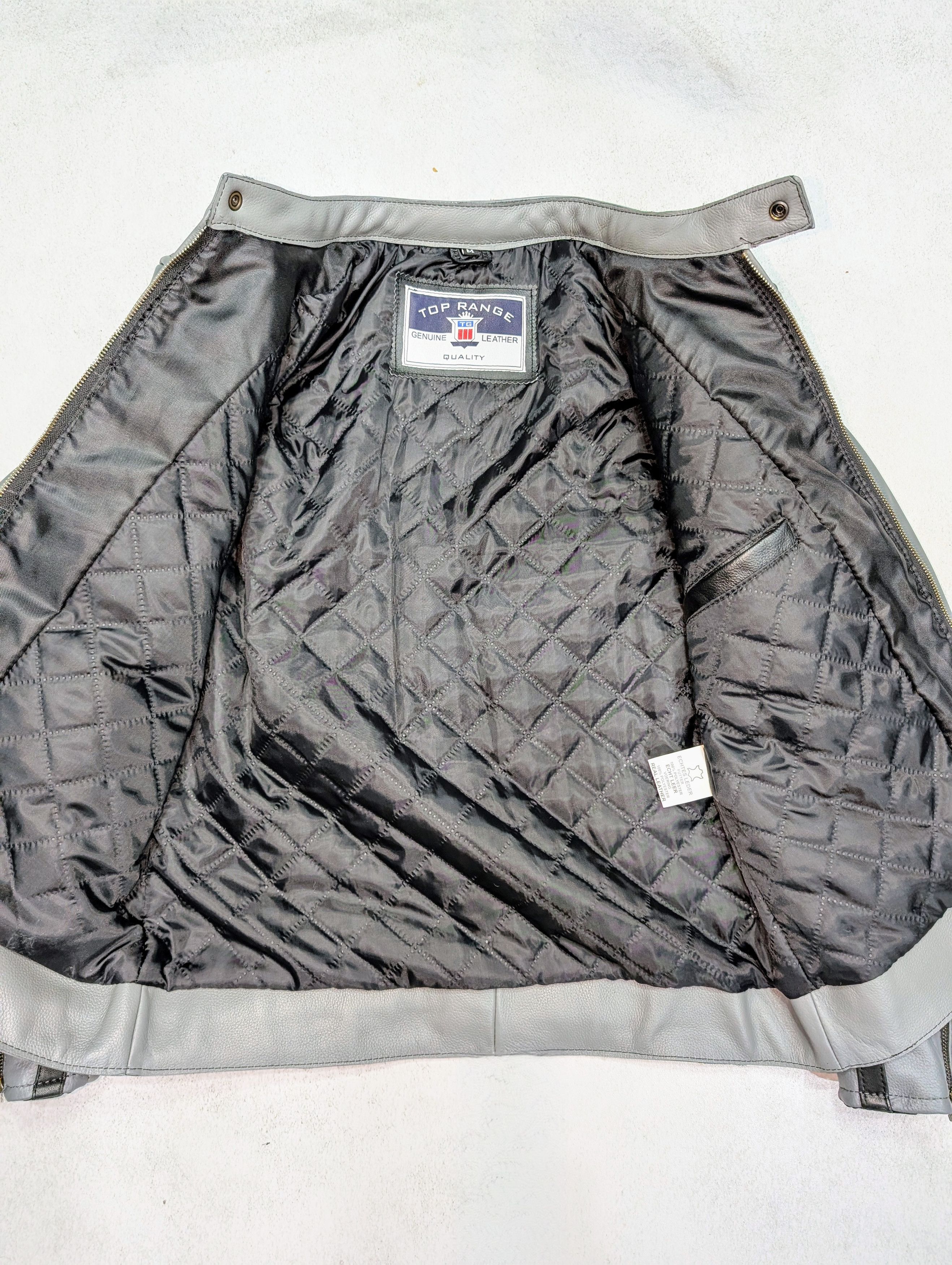Formula 1 💥 Mercedes Benz 💥 Grey Racing Leather Jacket Streetwear Size US L / EU 52-54 / 3 - 6 Thumbnail