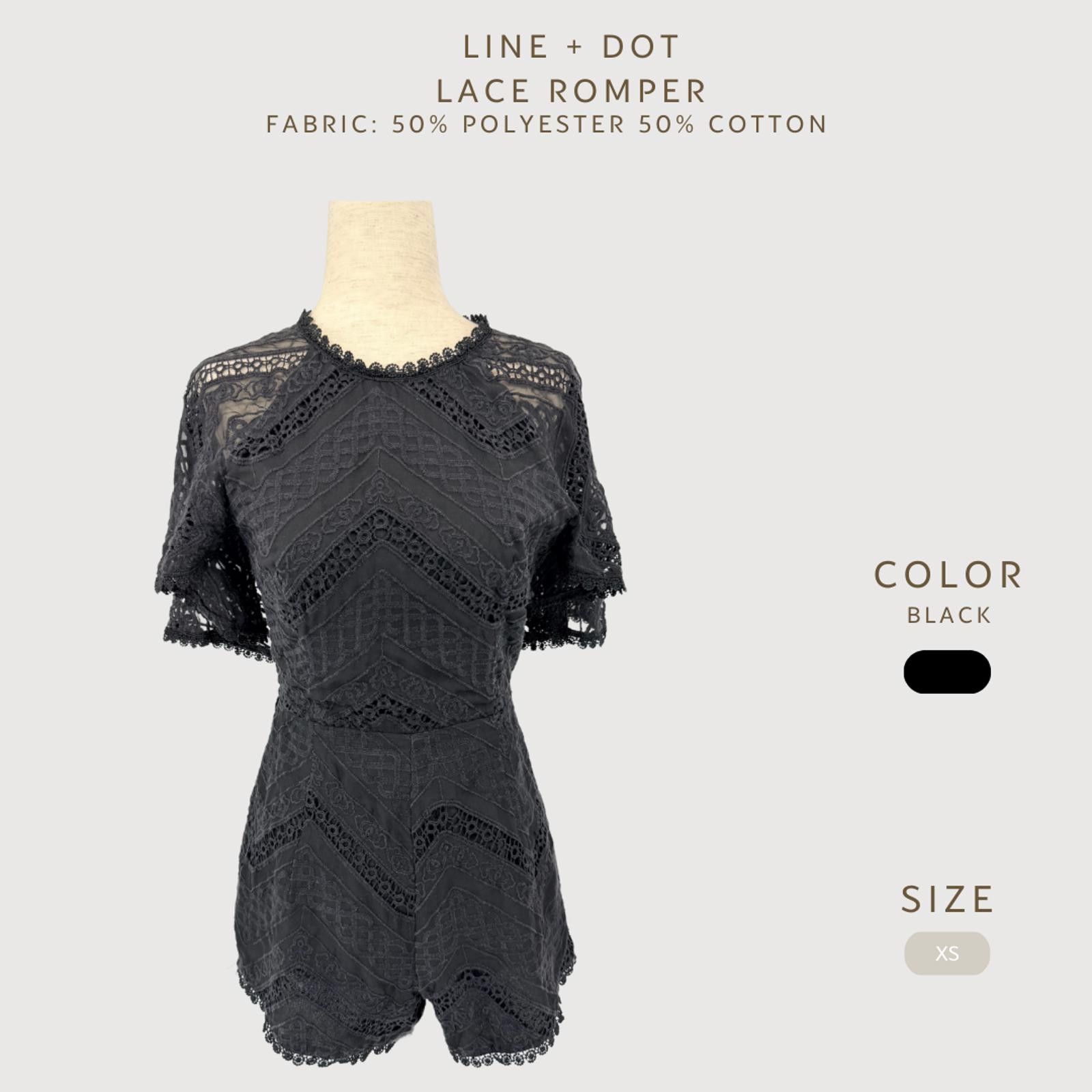 Other Line & Dot Lace Romper Black Scalloped XS Size 26" / US 2 / IT 38 - 2 Thumbnail