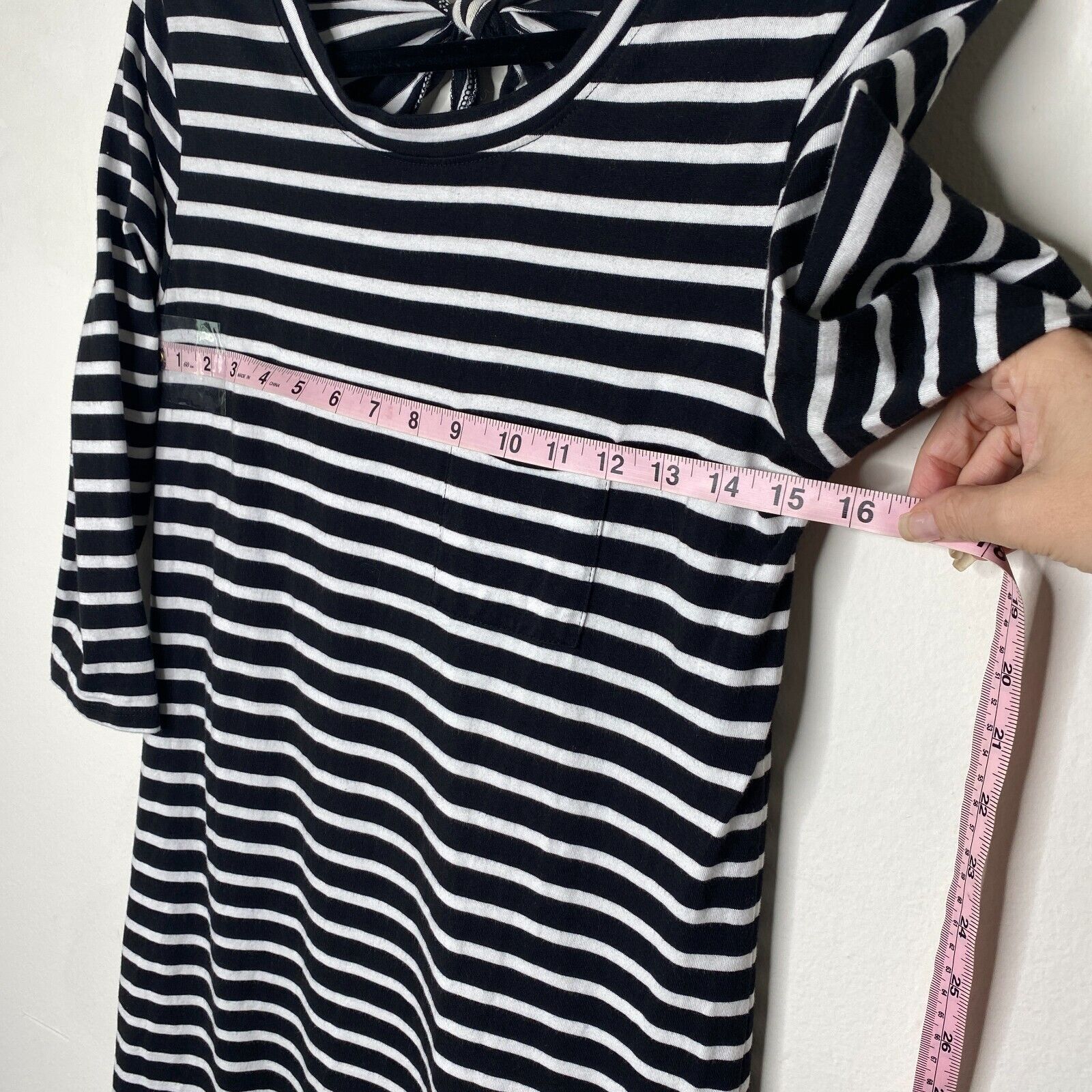 Sanctuary Sanctuary 3/4 Sleeve Black White Stripe Open Tie Back Dress Size XS / US 0-2 / IT 36-38 - 10 Thumbnail