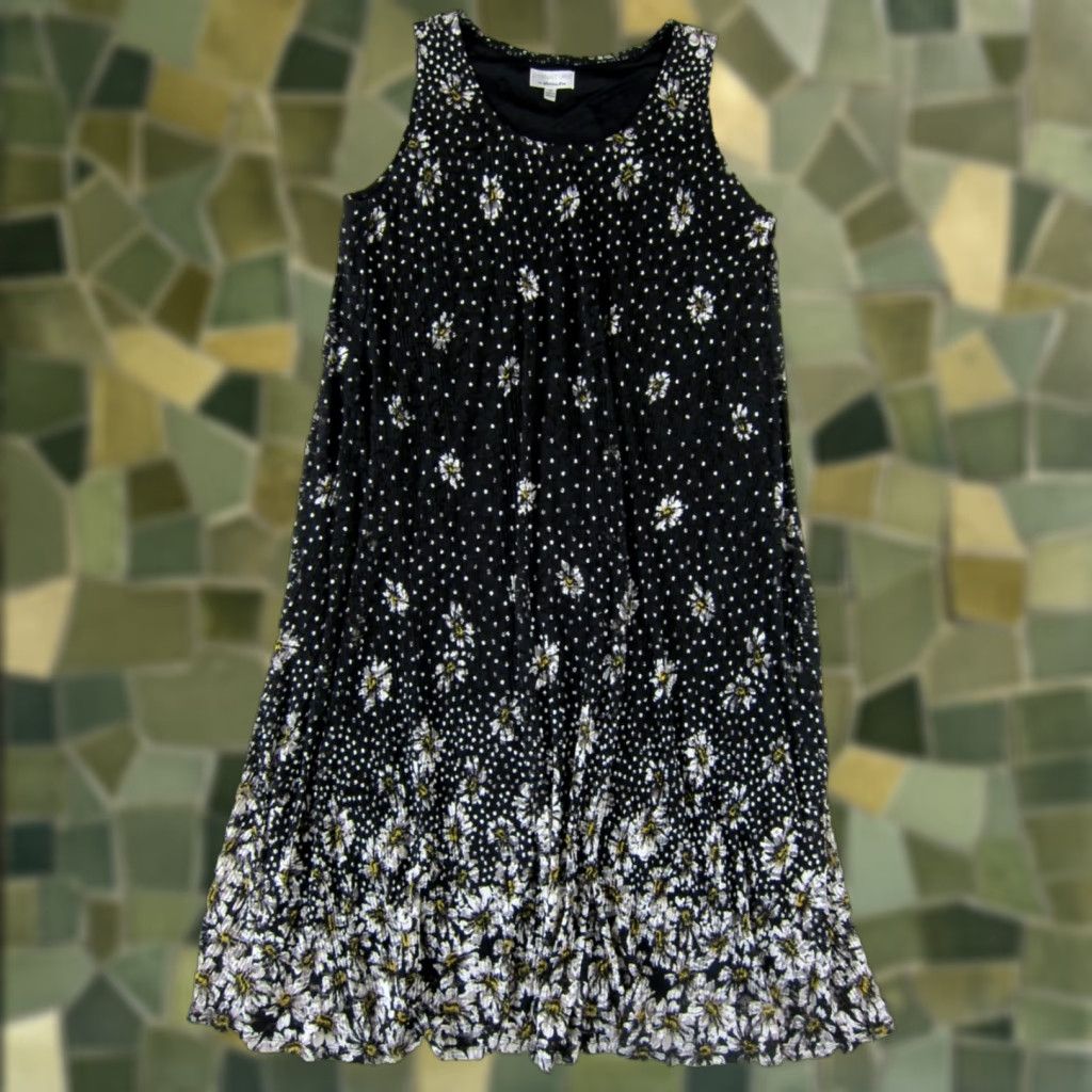 Vintage NWT Robbie Bee Signature Maxi Tank Dress 1X Black Floral Lace Lined Tank Dress Women Size XL / US 12-14 / IT 48-50 - 1 Thumbnail