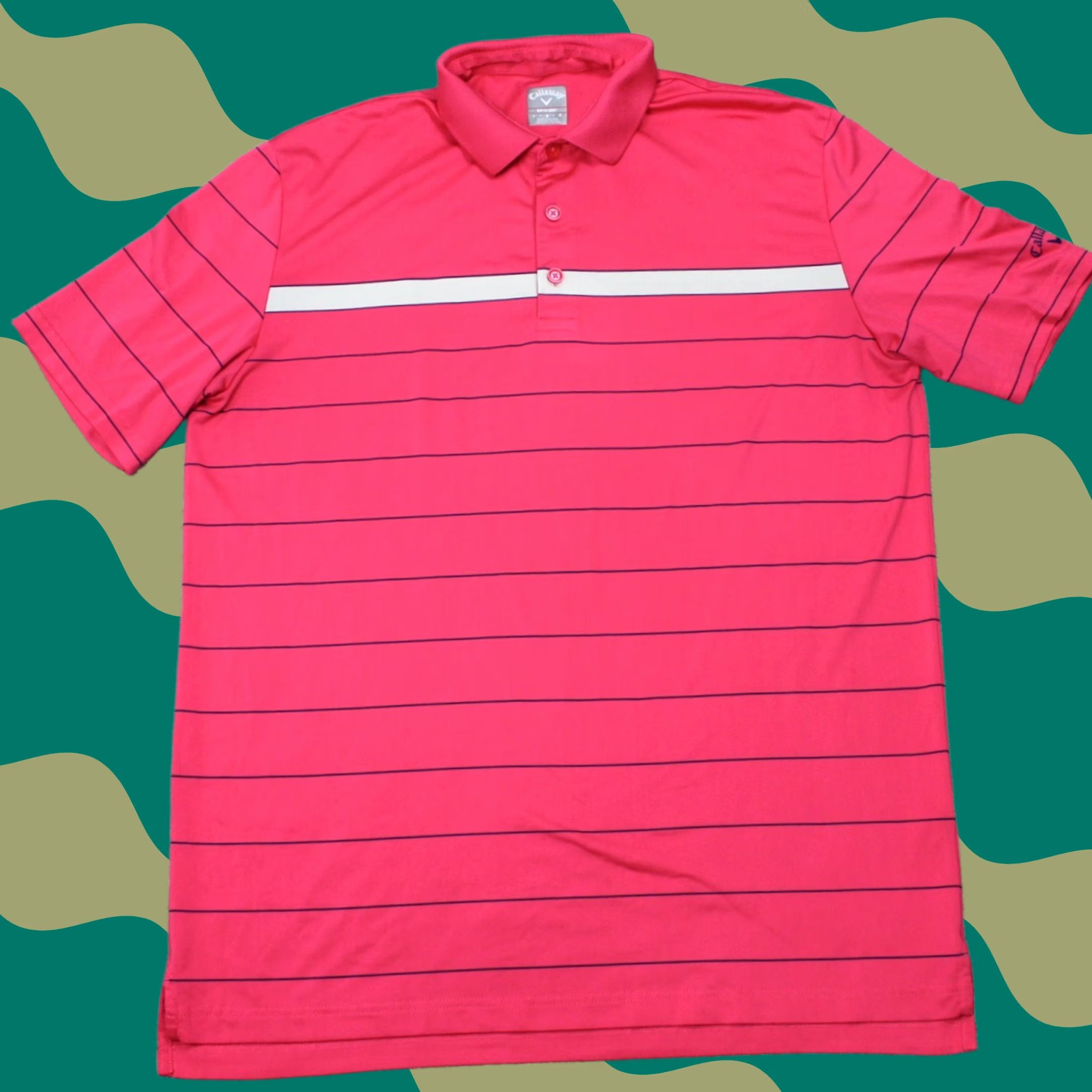 Callaway Callaway Polo Shirt Mens Large Pink/Blue Opti-Dri Short Sleeve Golf Pullover Shirt Size US L / EU 52-54 / 3 - 1 Thumbnail