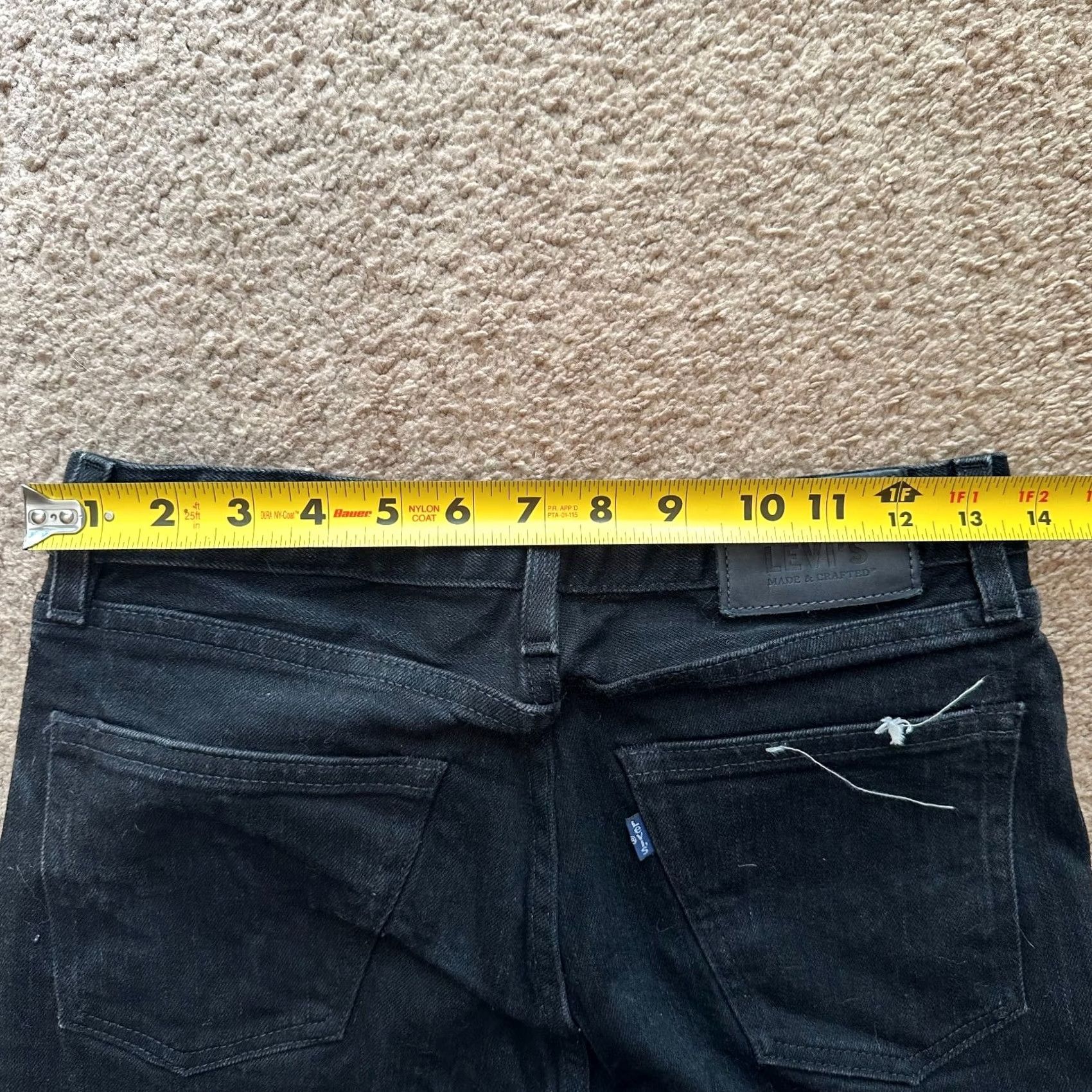 Levi's Levi's Made & Crafted Jeans Mens Black Slim Mid Rise 29x32 Denim Dark Wash Size US 29 - 7 Thumbnail