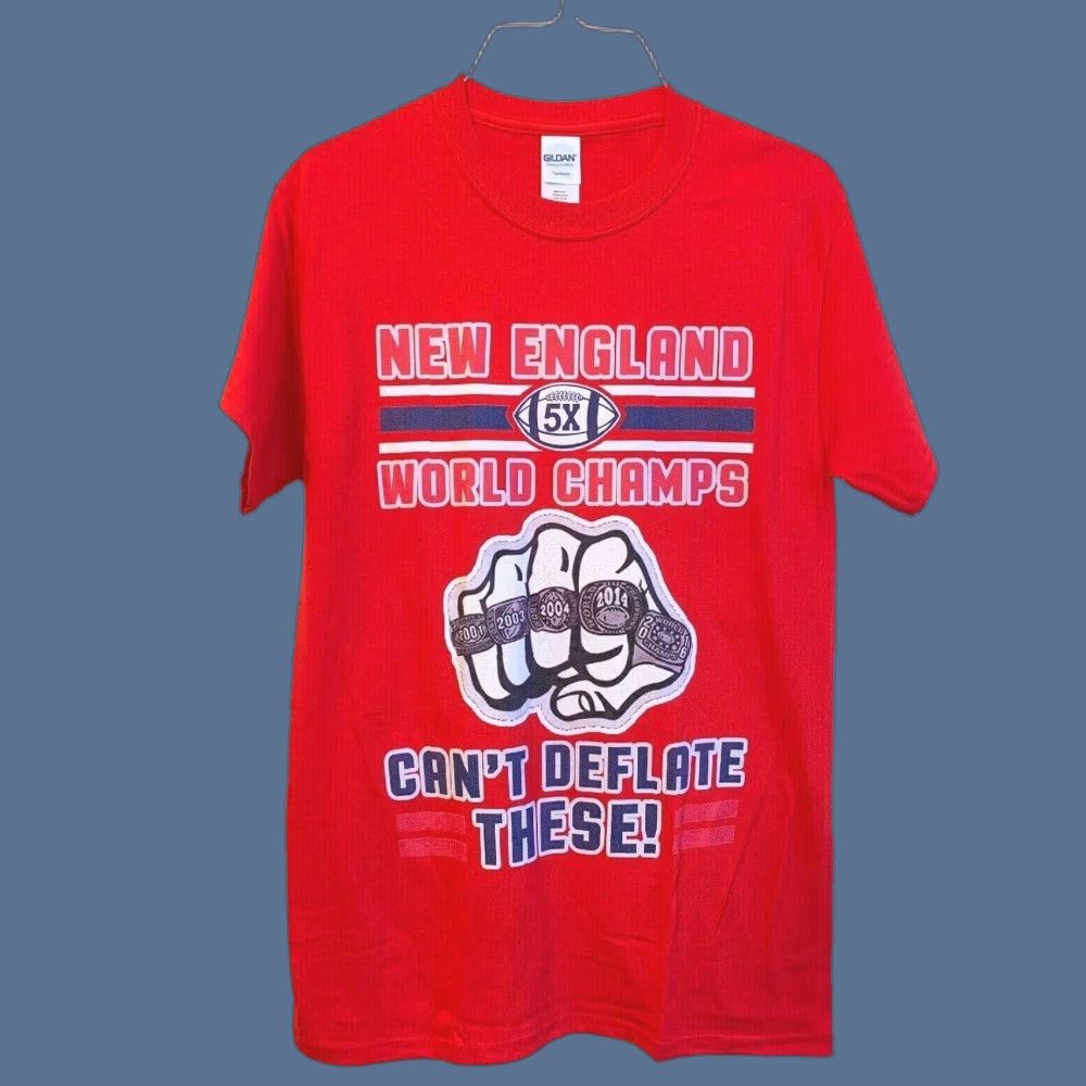 Gildan New England World Champs 5X Novelty Tshirt Small Mens Shirt Red Size US S / EU 44-46 / 1 - 1 Thumbnail