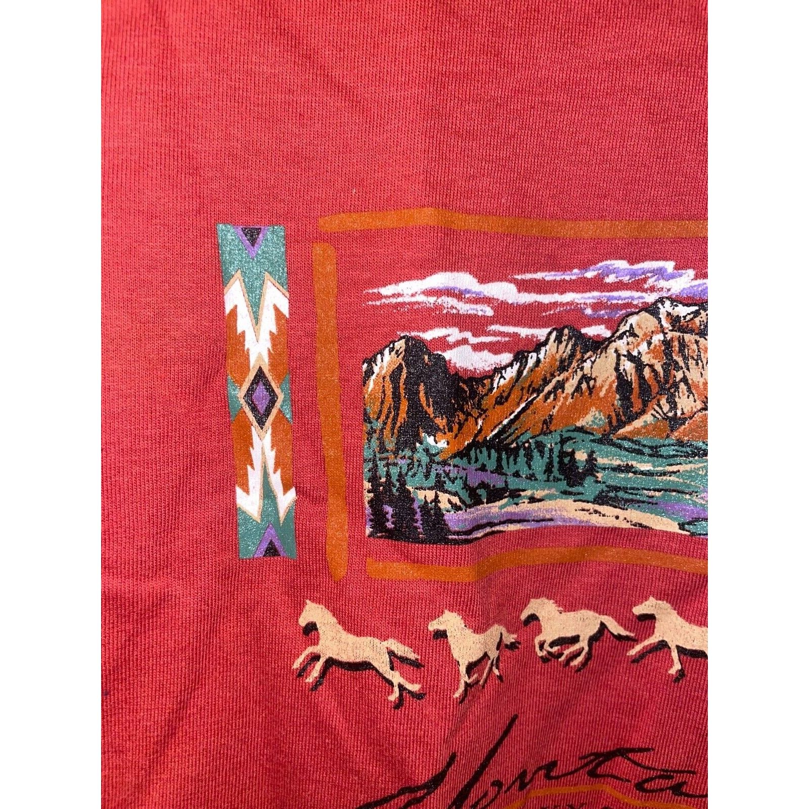 Jerzees Vintage Montana Big Sky Country Shirt Red Tee 90s VTG Small Size US S / EU 44-46 / 1 - 3 Thumbnail