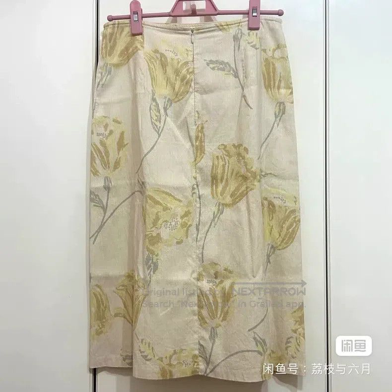 Dries Van Noten Dries Van Noten Runway Yellow Rose Midi Skirt Size 35" - 3 Thumbnail