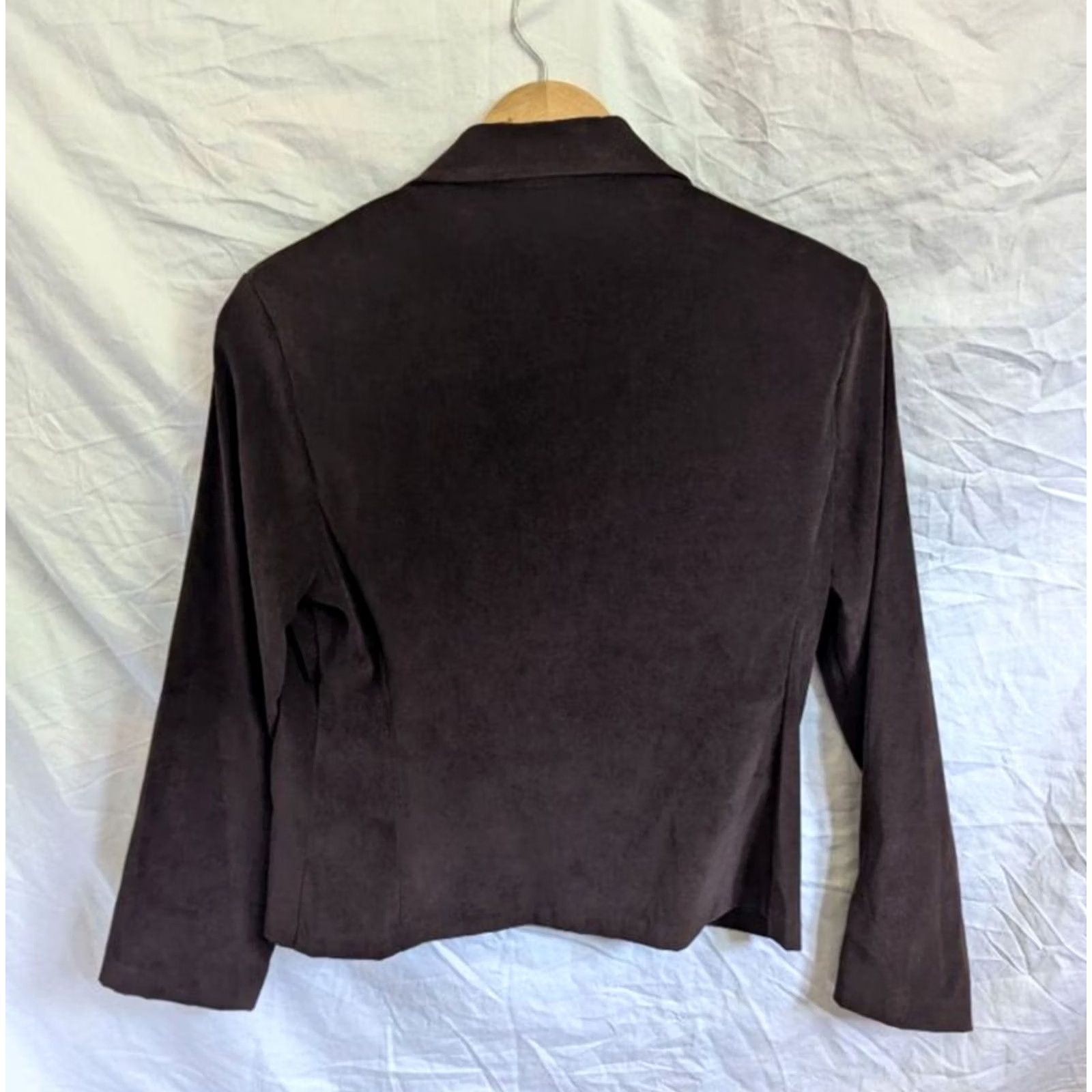 Vintage VINTAGE Briggs Petite Dark Brown Vegan Suede Single Button Blazer Jacket Womens Sz 6P Size M / US 6-8 / IT 42-44 - 2 Thumbnail