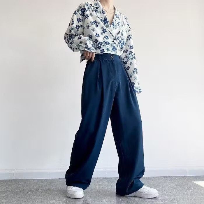 image of Vintage Blue High Waist Baggy Pants, Men's (Size 30)