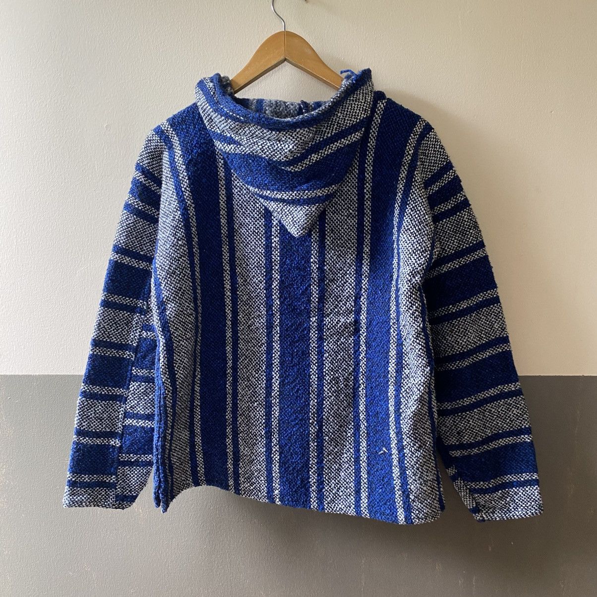 Vintage Blue & Gray Striped Baja Hoodie Pullover Size US M / EU 48-50 / 2 - 2 Thumbnail
