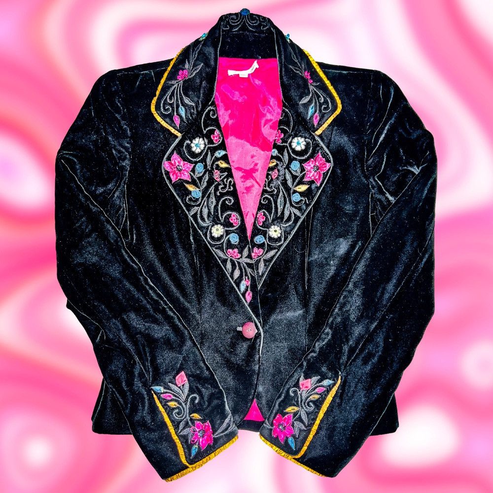 image of Vintage Kathryn Dianos Velvet Blazer - Size 4 in Black, Women's