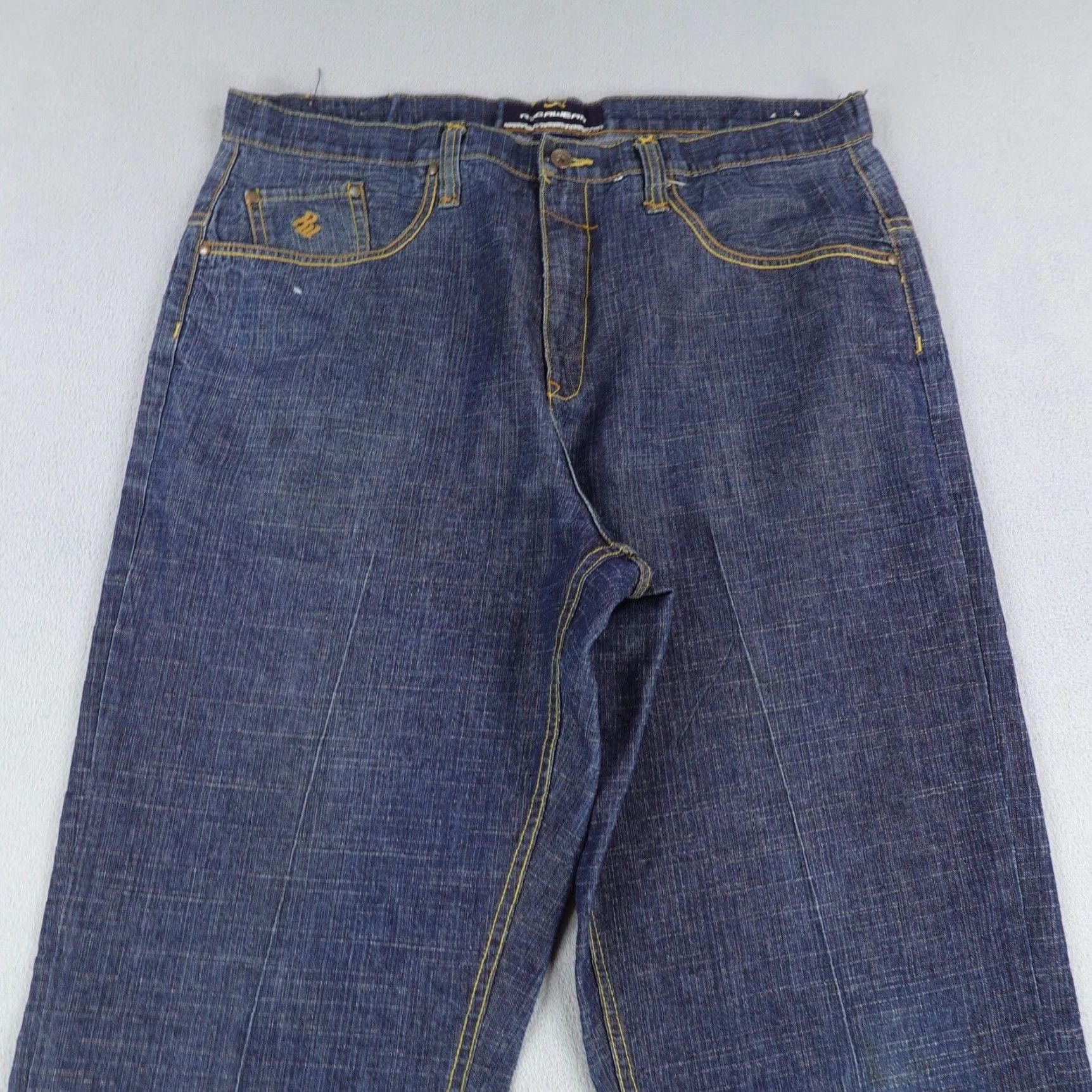 Rocawear VINTAGE Rocawear Jeans Mens 40x34 Blue Denim Embroidered Baggy Hip Hop Y2K 40x34 Relaxed Straight Denim Jeans Mens Blue Rocawear Size US 40 / EU 56 - 3 Thumbnail