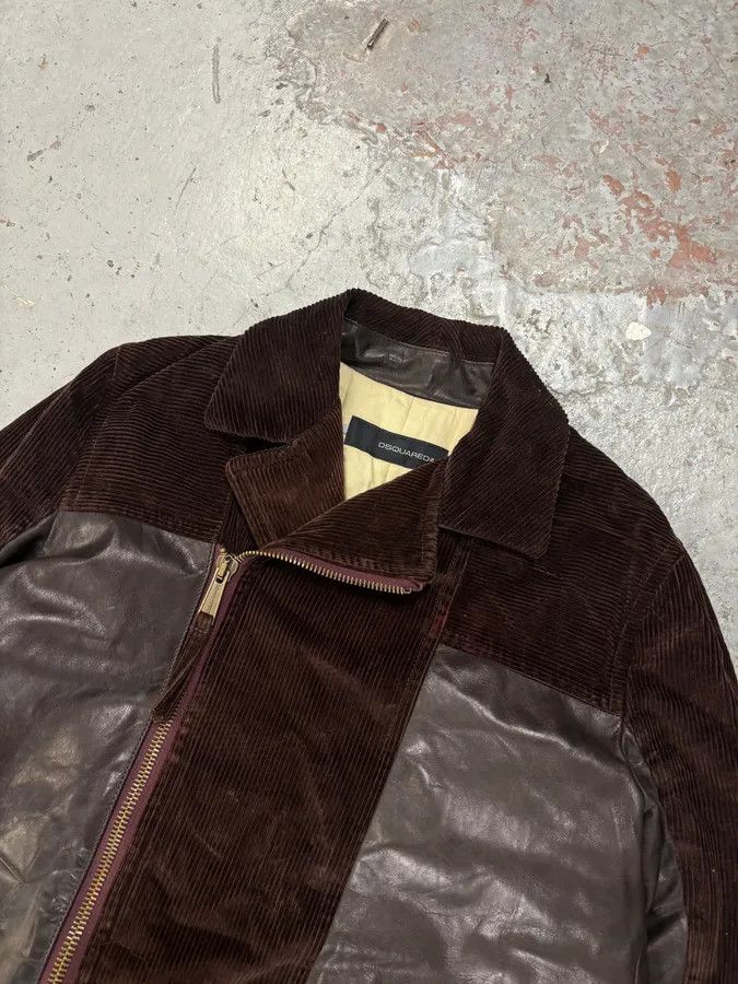 Dsquared2 AW2004 Dsquared2 Hybrid Brown Leather & Corduroy Long Coat Size US S / EU 44-46 / 1 - 4 Thumbnail
