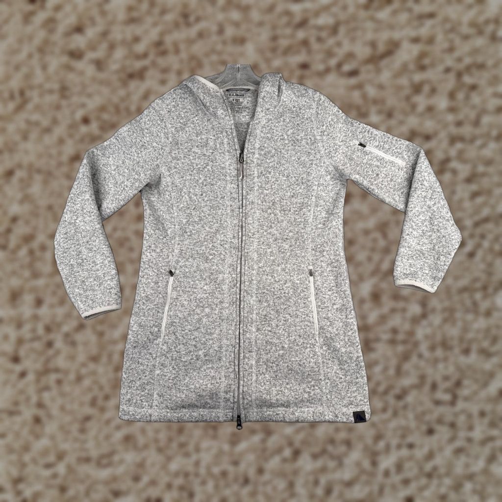 Vintage LL Bean Jacket Womens Small Gray Knit Shell Full Zip Hoodie 100% Polyester Hike Size S / US 4 / IT 40 - 1 Thumbnail
