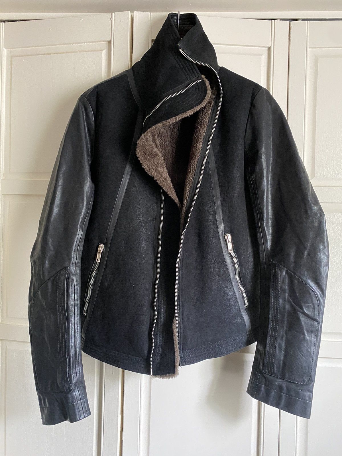 Rick Owens Rick Owens Shearling Geo and leather jacket Size US M / EU 48-50 / 2 - 1 Thumbnail