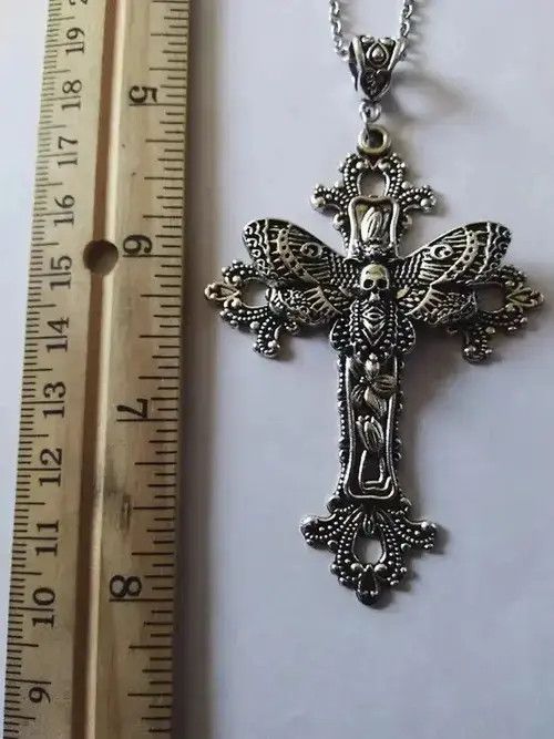 Vintage Large Moth Cross Necklace Size ONE SIZE - 2 Thumbnail