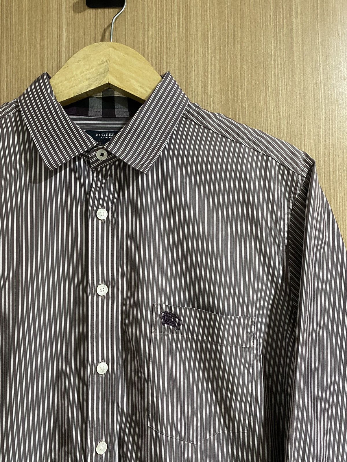 Burberry × Japanese Brand Burberry london white and soft lilac stripe button up Size US L / EU 52-54 / 3 - 4 Thumbnail