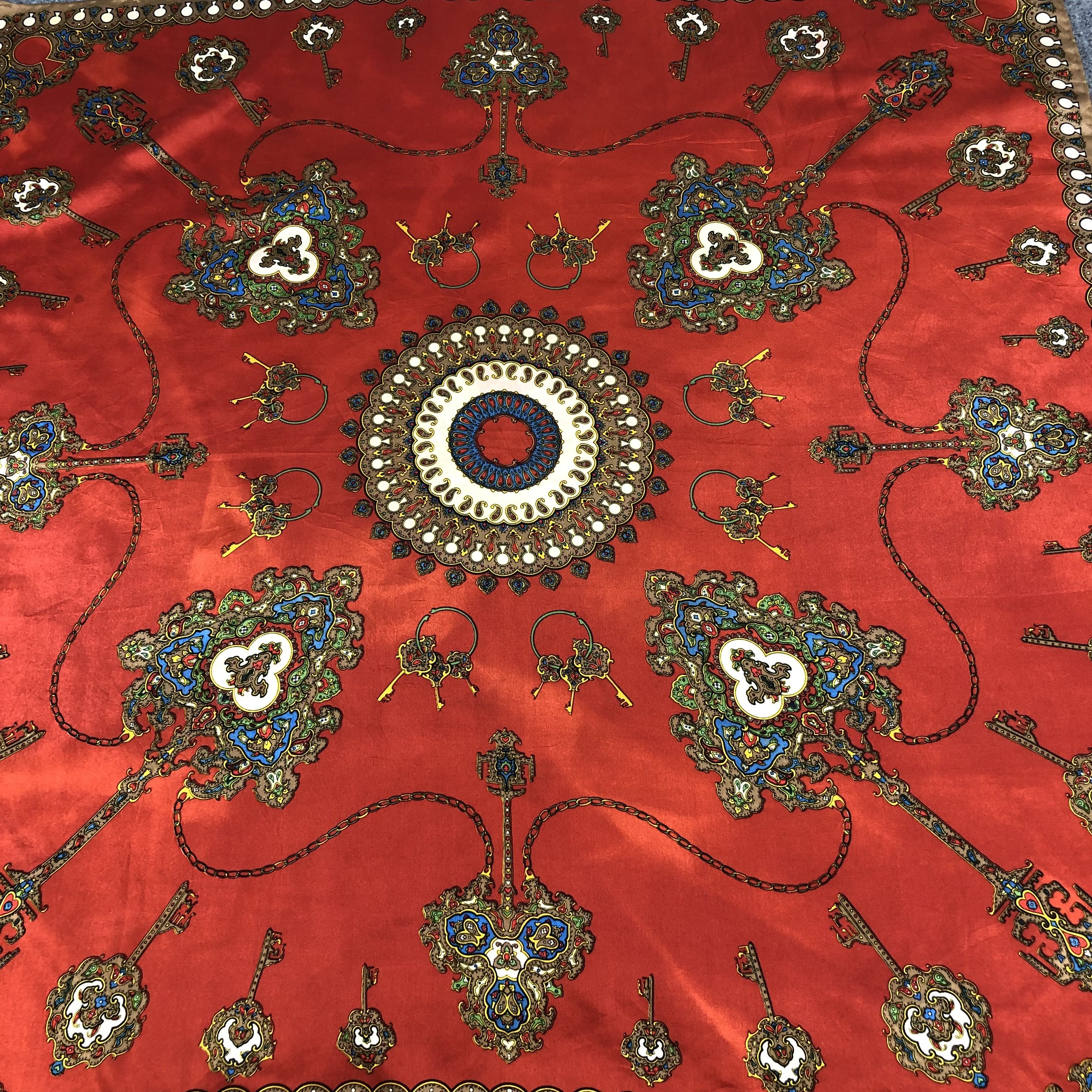 Japanese Brand Luxury Design Les Clefs Silk Scarf M259 Size ONE SIZE - 4 Thumbnail