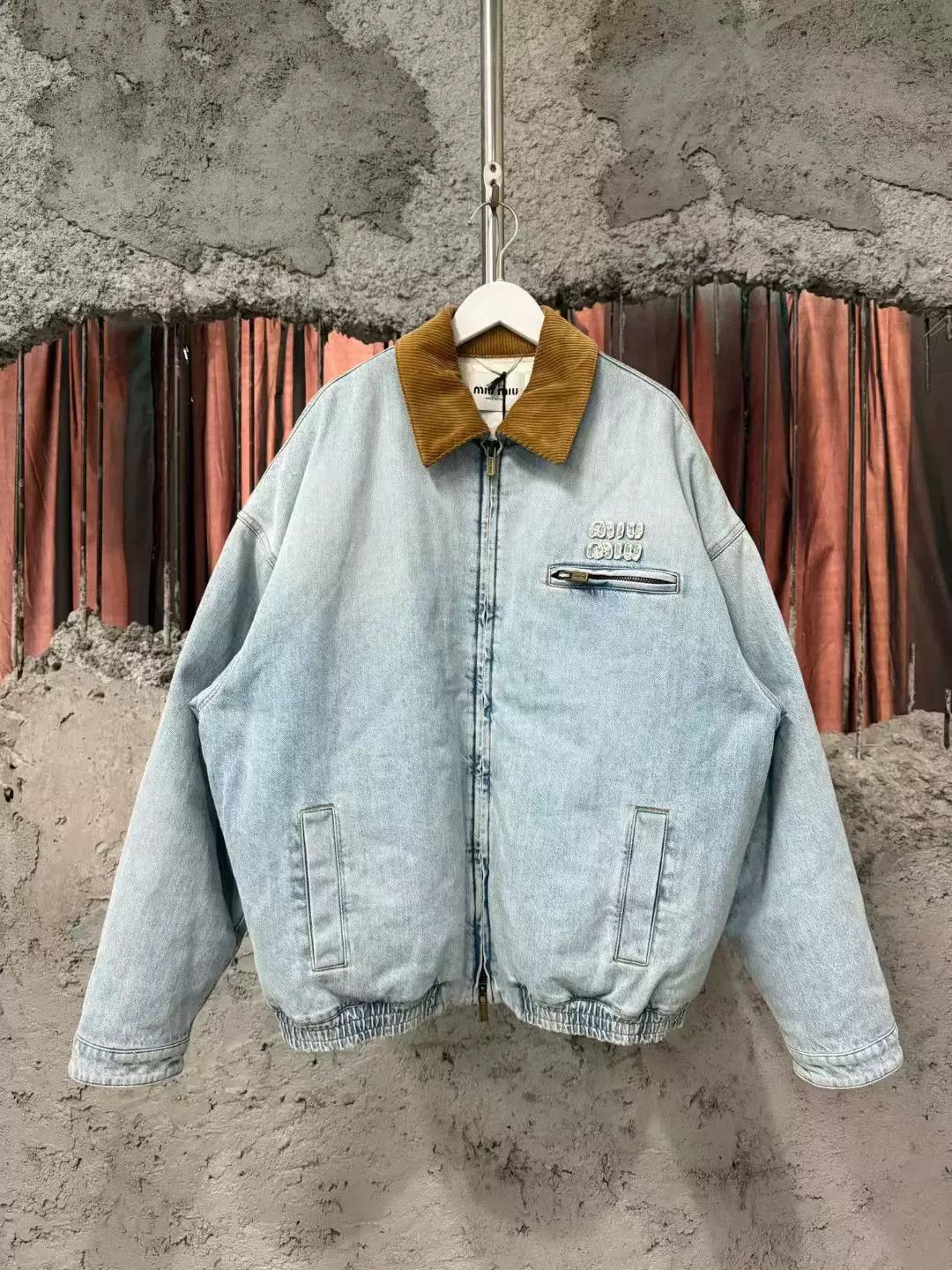 Miu Miu miumiu denim jacket with brown collar | Grailed