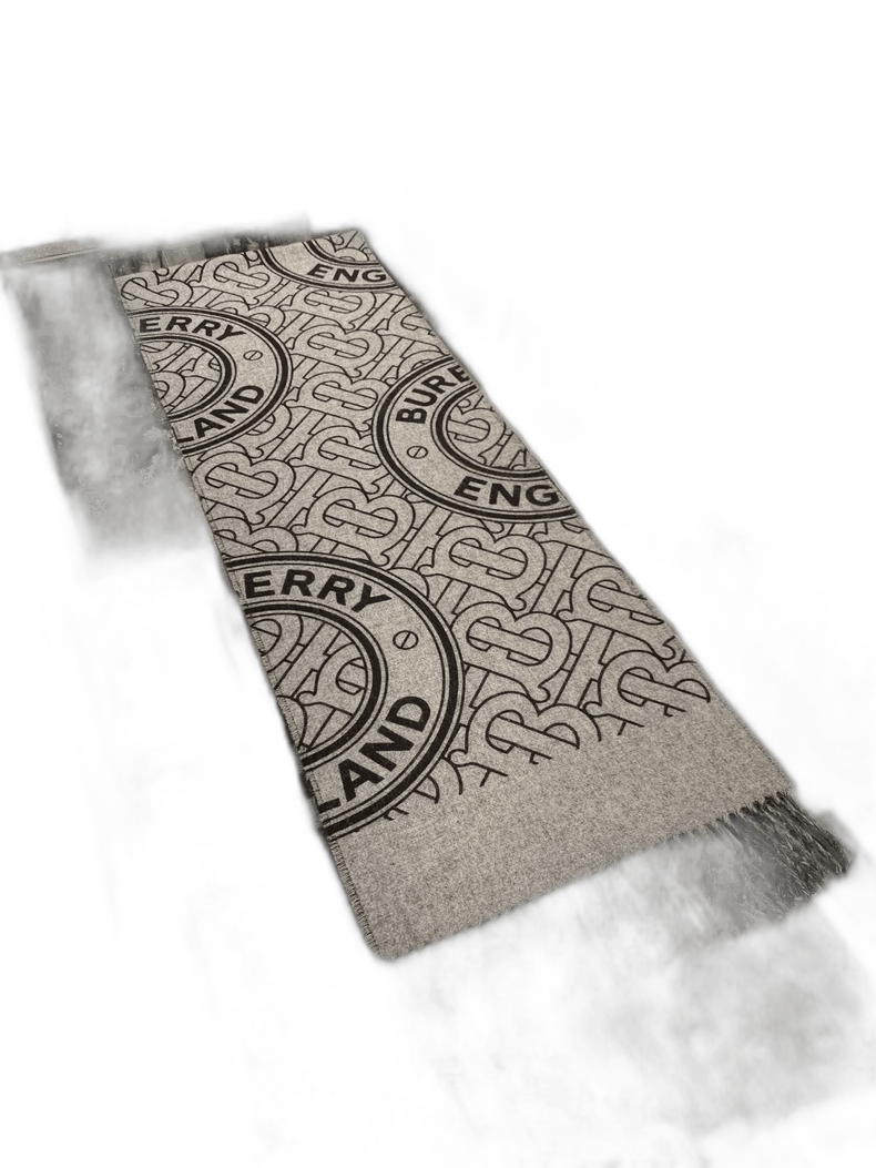 Burberry Burberry Gray Double-Sided Logo Cashmere Scarf Size ONE SIZE - 1 Thumbnail