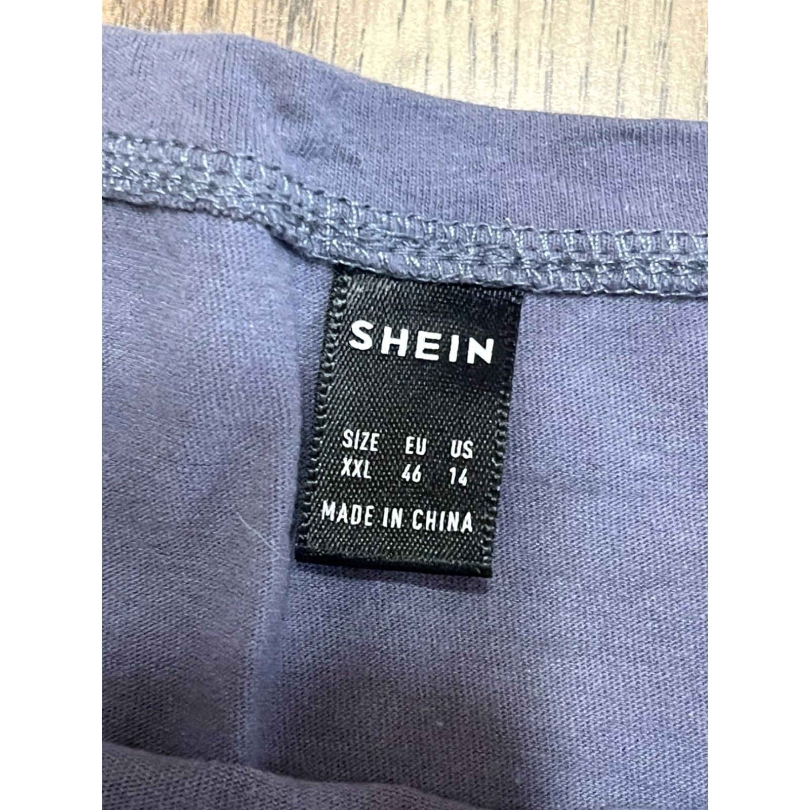 Shein SheIn Shirt, Women's, T-Shirt, Regular, XXL, Multicolor Floral Short Sleeve, Colorful, Casual, Pullover, Round Neck, Blue White, 2XL, Fashion Size XXL / US 16-18 / IT 52-54 - 5 Thumbnail