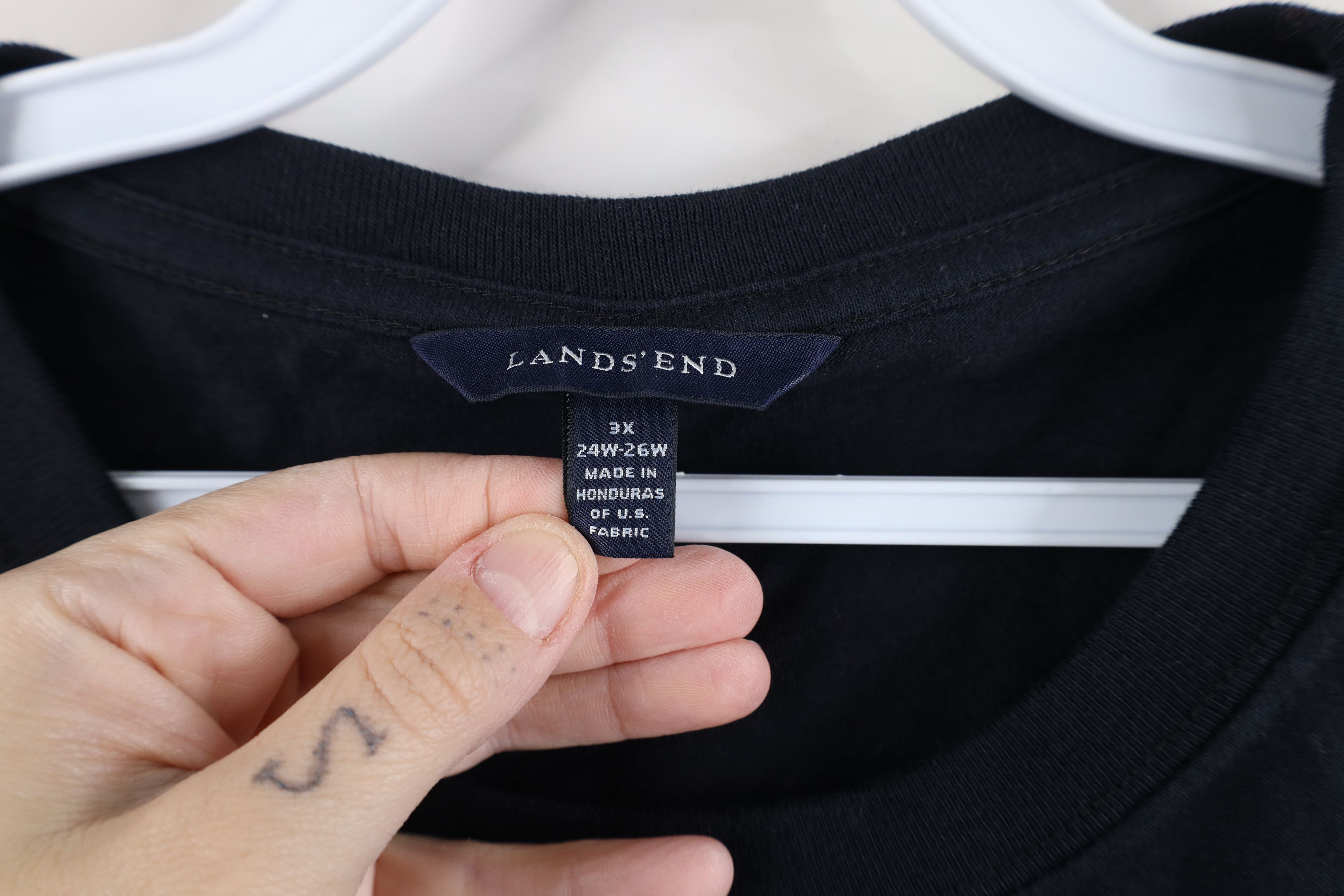 Lands' End × Vintage Vintage 90s Lands End Cotton Short Sleeve T-Shirt Navy Blue Size 3XL / US 20-22 - 6 Thumbnail